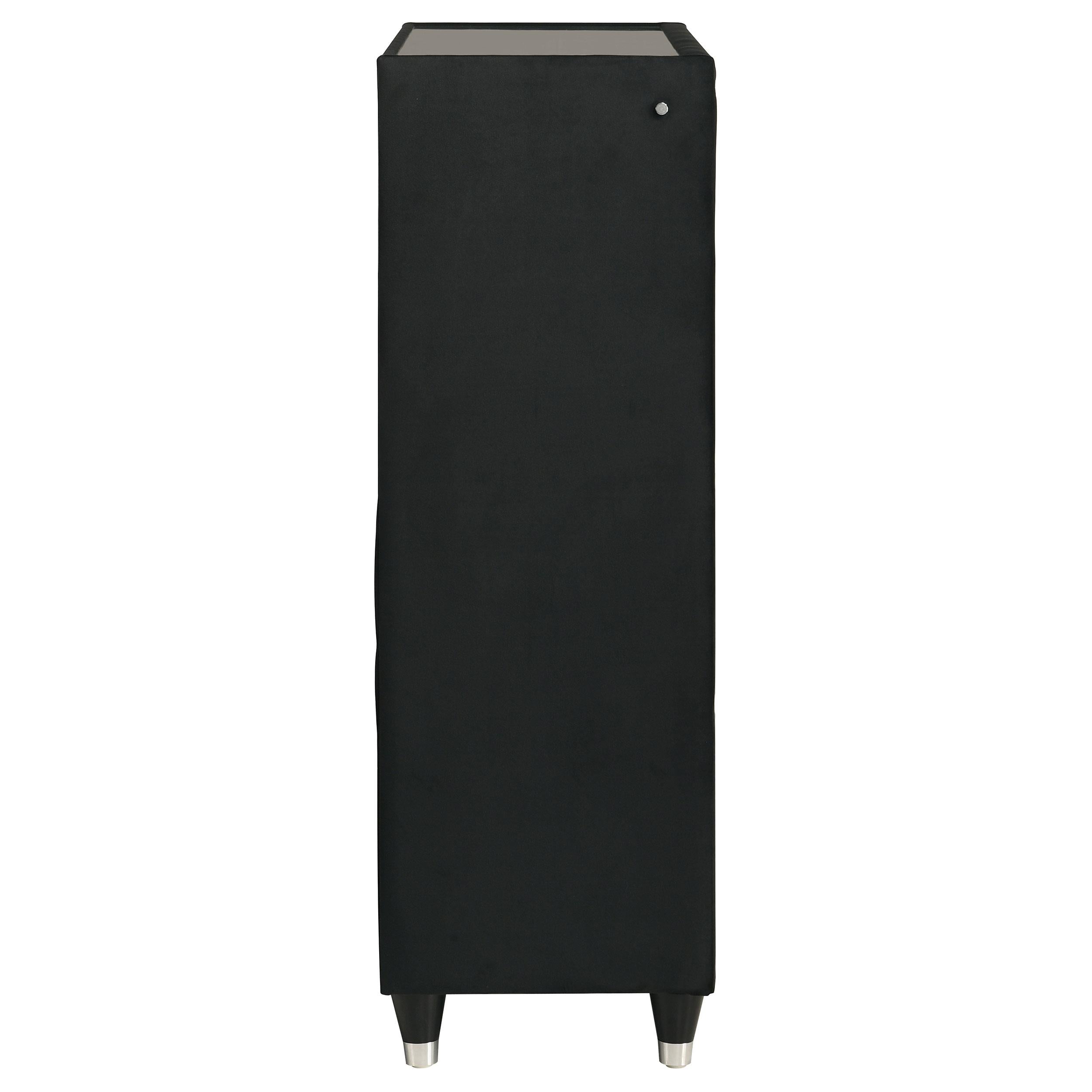  Coaster Furniture Ravenne 223195 5-drawer Velvet Upholstered LED Chest - Black IMAGE 12