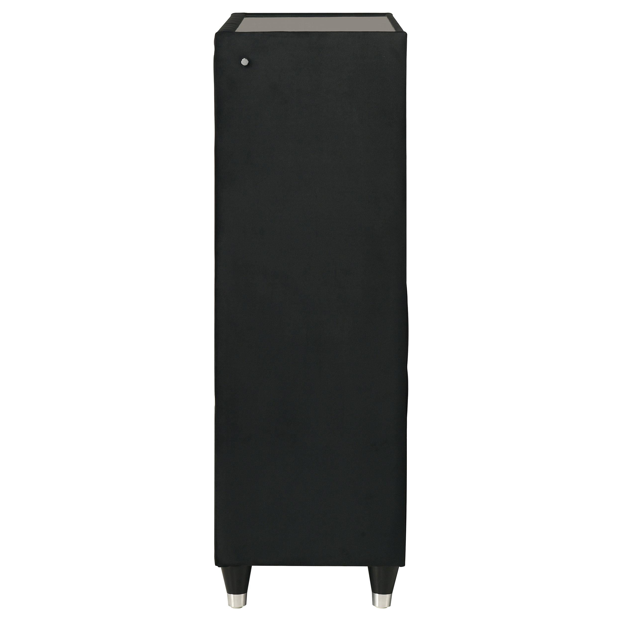  Coaster Furniture Ravenne 223195 5-drawer Velvet Upholstered LED Chest - Black IMAGE 14