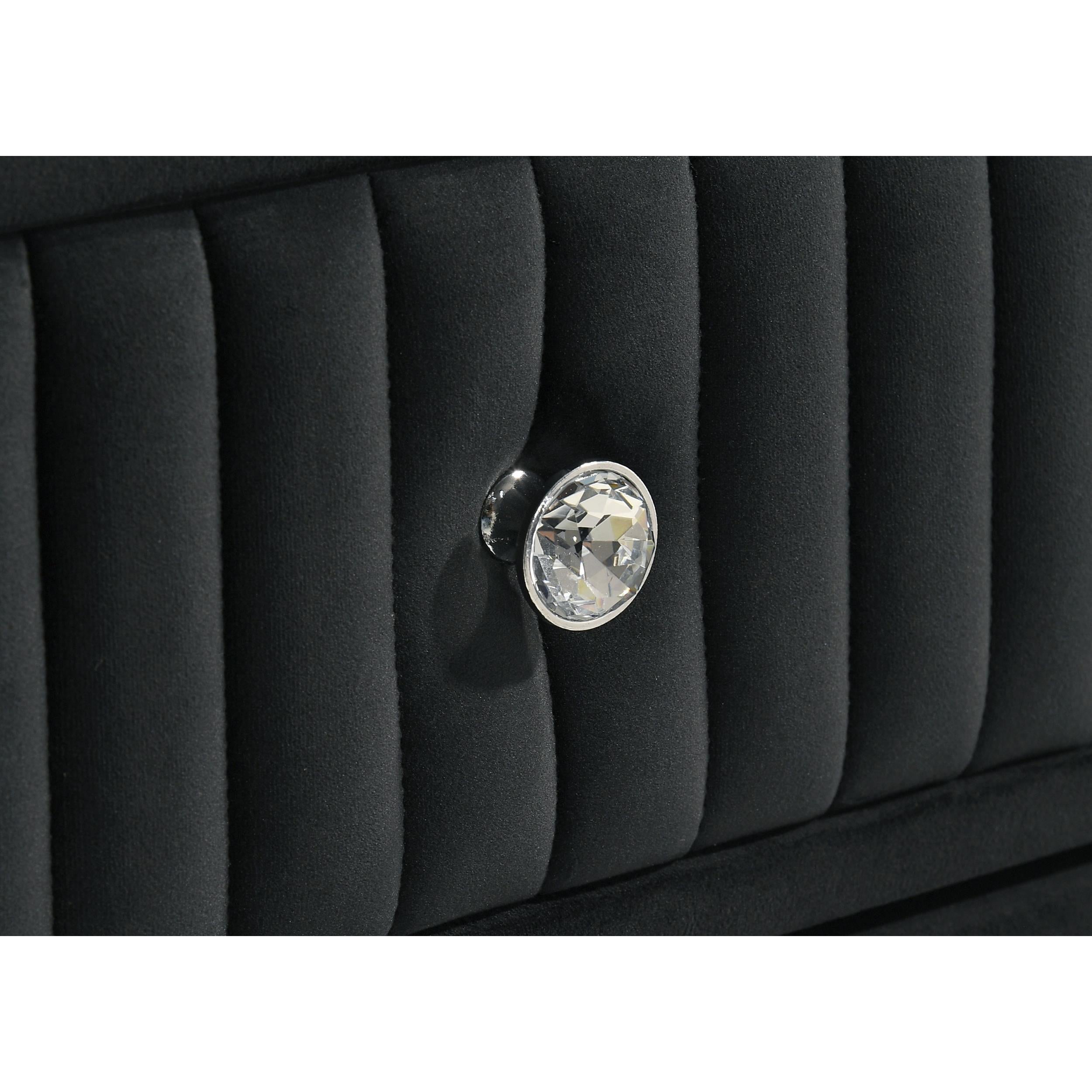  Coaster Furniture Ravenne 223195 5-drawer Velvet Upholstered LED Chest - Black IMAGE 3