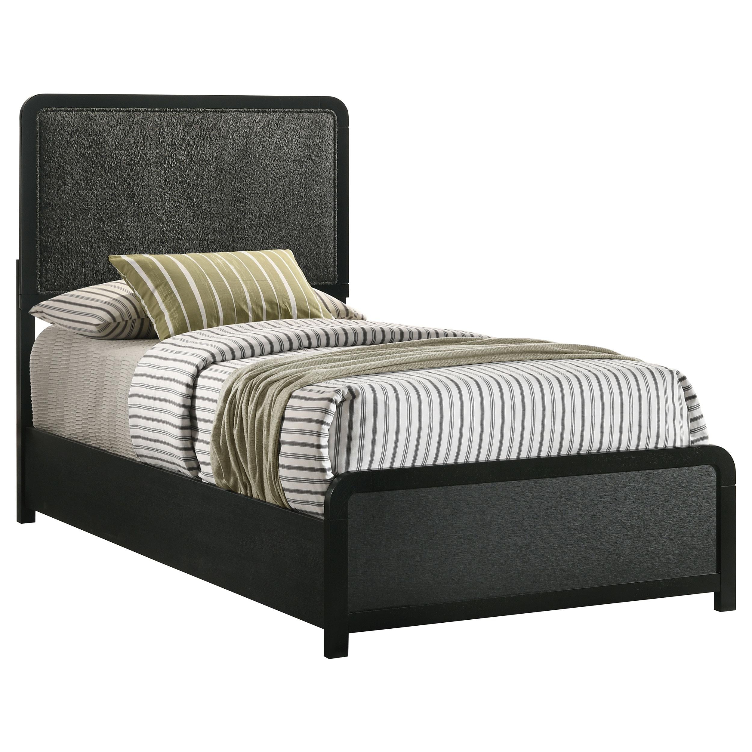  Coaster Furniture Cavelle 223661T 51-inch Upholstered Twin Panel Bed - Black IMAGE 1