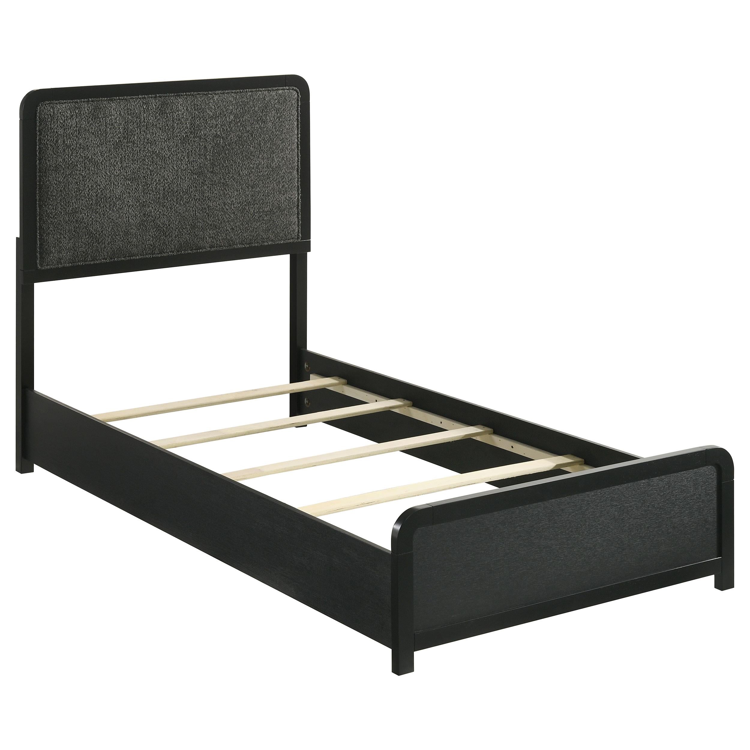  Coaster Furniture Cavelle 223661T 51-inch Upholstered Twin Panel Bed - Black IMAGE 3
