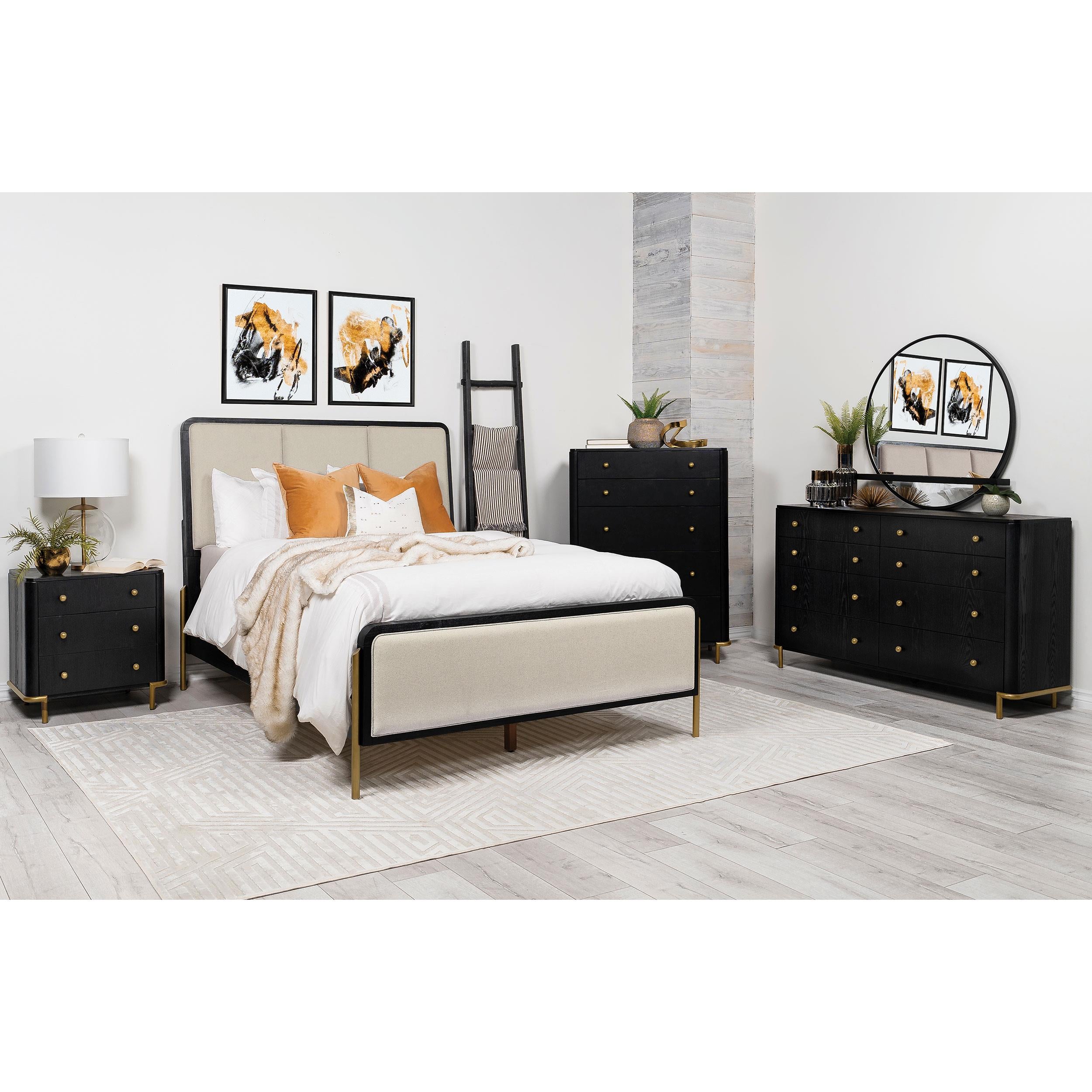  Coaster Furniture Arini 224331KECRM 56-inch Eastern King Panel Bed - Cream/Black IMAGE 6