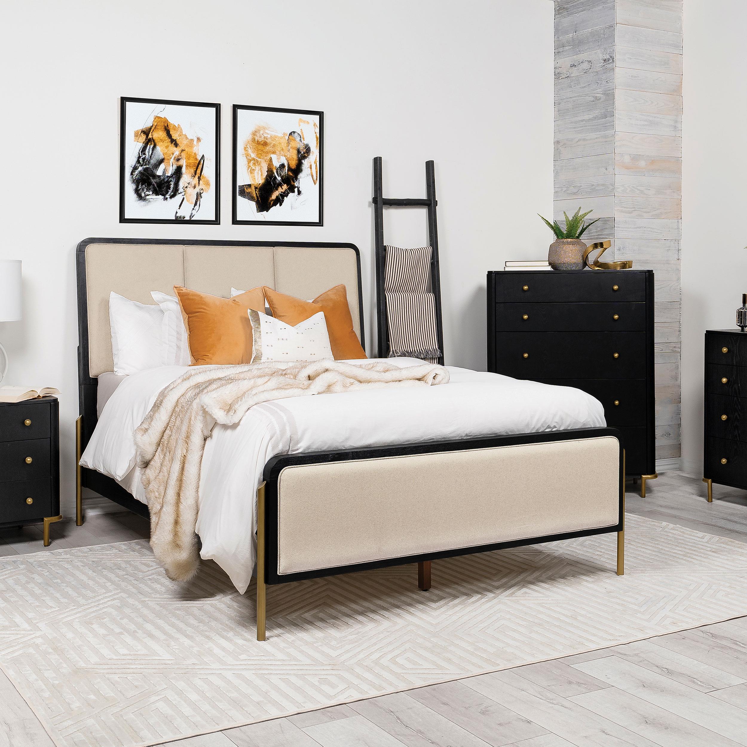  Coaster Furniture Arini 224331QCRM 56-inch Queen Panel Bed - Cream/Black IMAGE 4