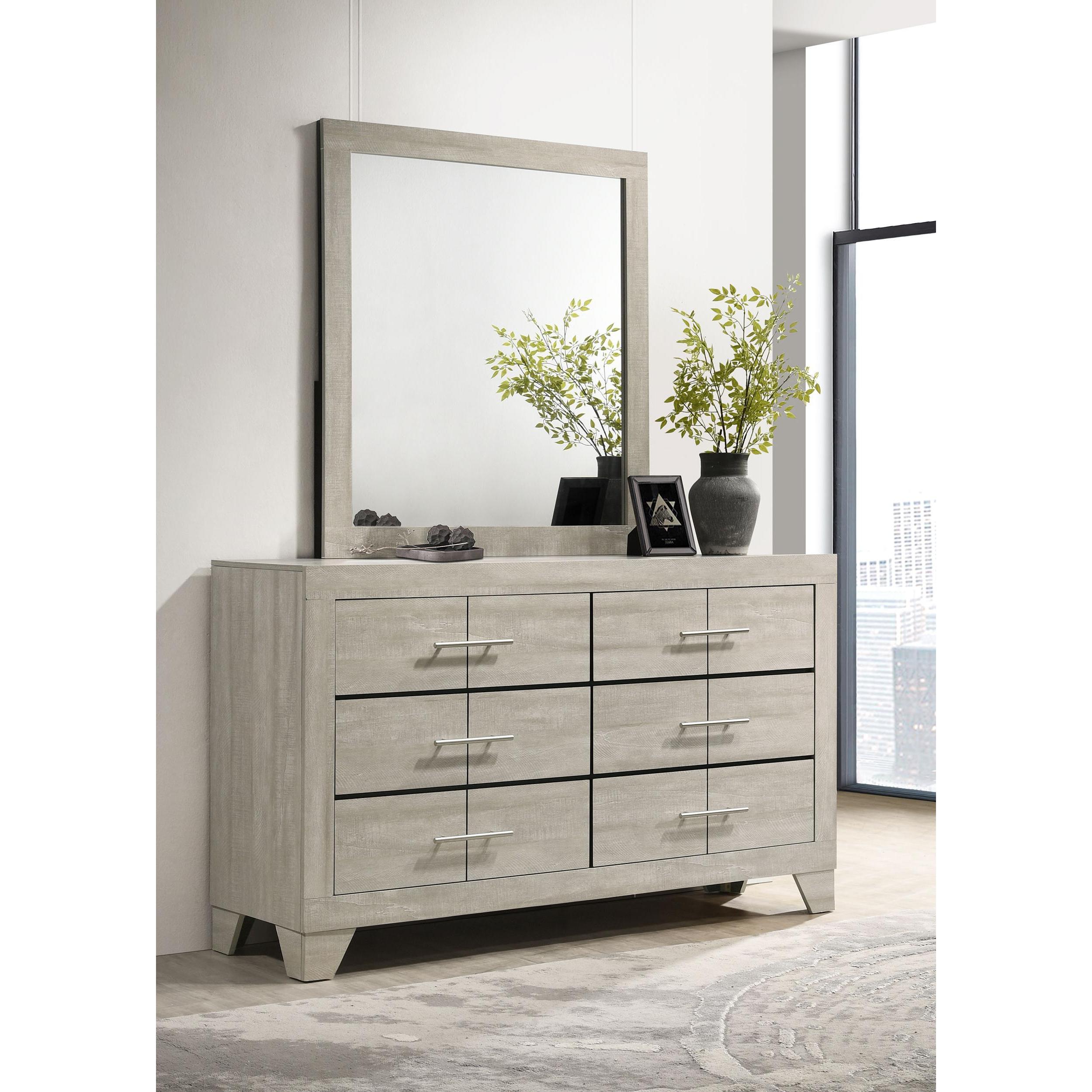  Coaster Furniture Trenton 225063M 6-drawer Bedroom Dresser With Mirror - Rustic Cream IMAGE 2
