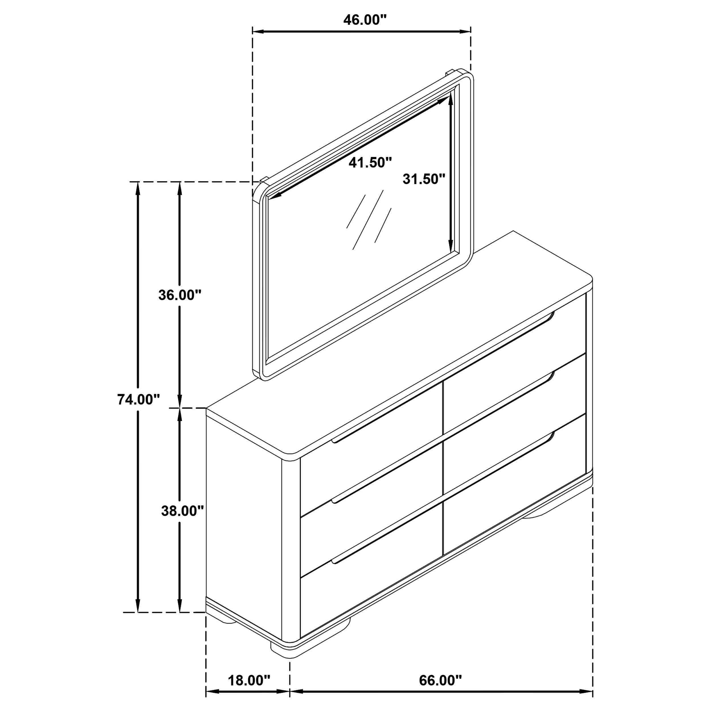  Coaster Furniture Ladera 225083M 6-drawer Bedroom Dresser and Mirror - Light Elm IMAGE 12