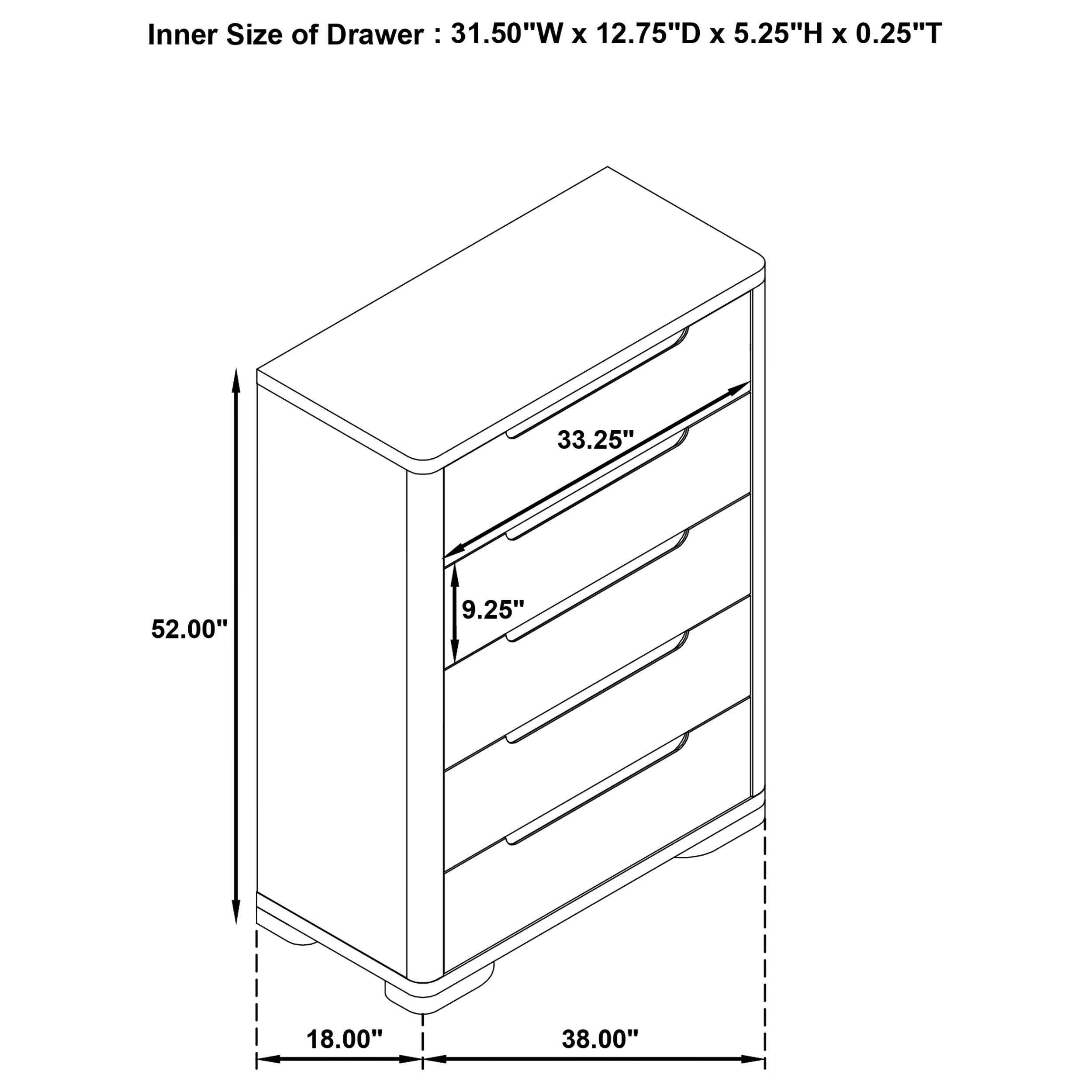  Coaster Furniture Ladera 225085 5-drawer Bedroom Chest - Light Elm IMAGE 12