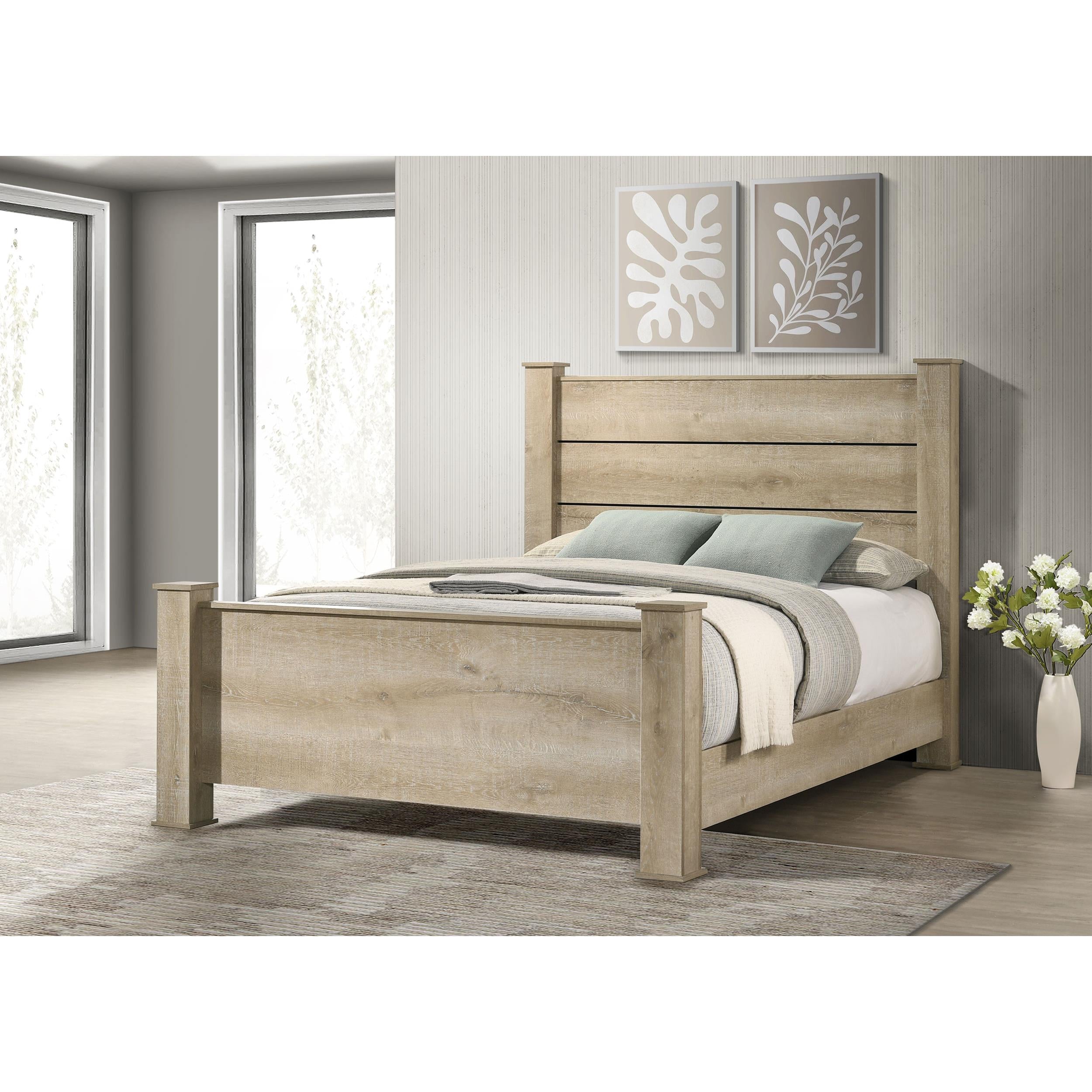  Coaster Furniture Oakglen 225101KW 55-inch California King Panel Bed - Weathered Oak IMAGE 4