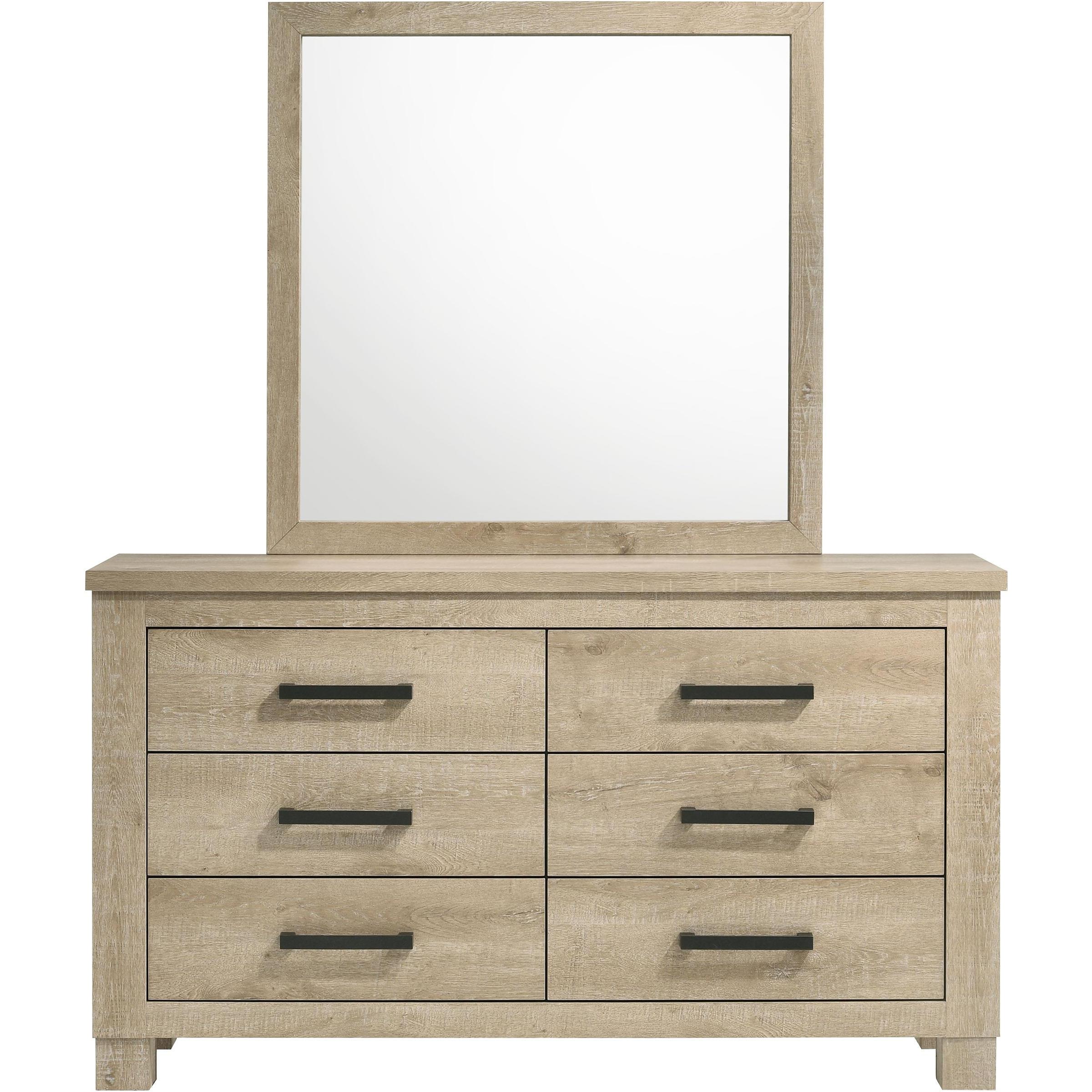  Coaster Furniture Oakglen 225103M 6-drawer Bedroom Dresser and Mirror - Weathered Oak IMAGE 3