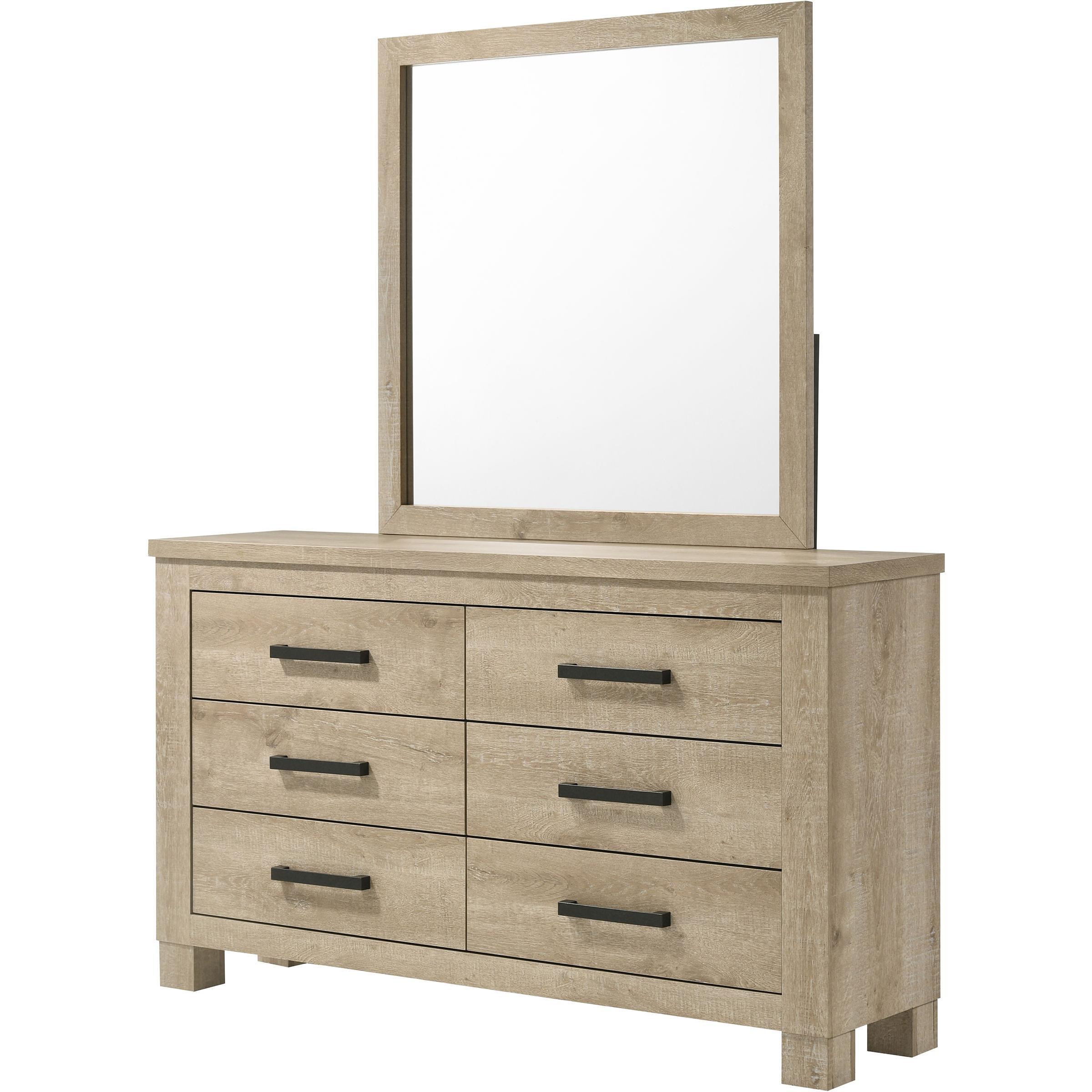  Coaster Furniture Oakglen 225103M 6-drawer Bedroom Dresser and Mirror - Weathered Oak IMAGE 4