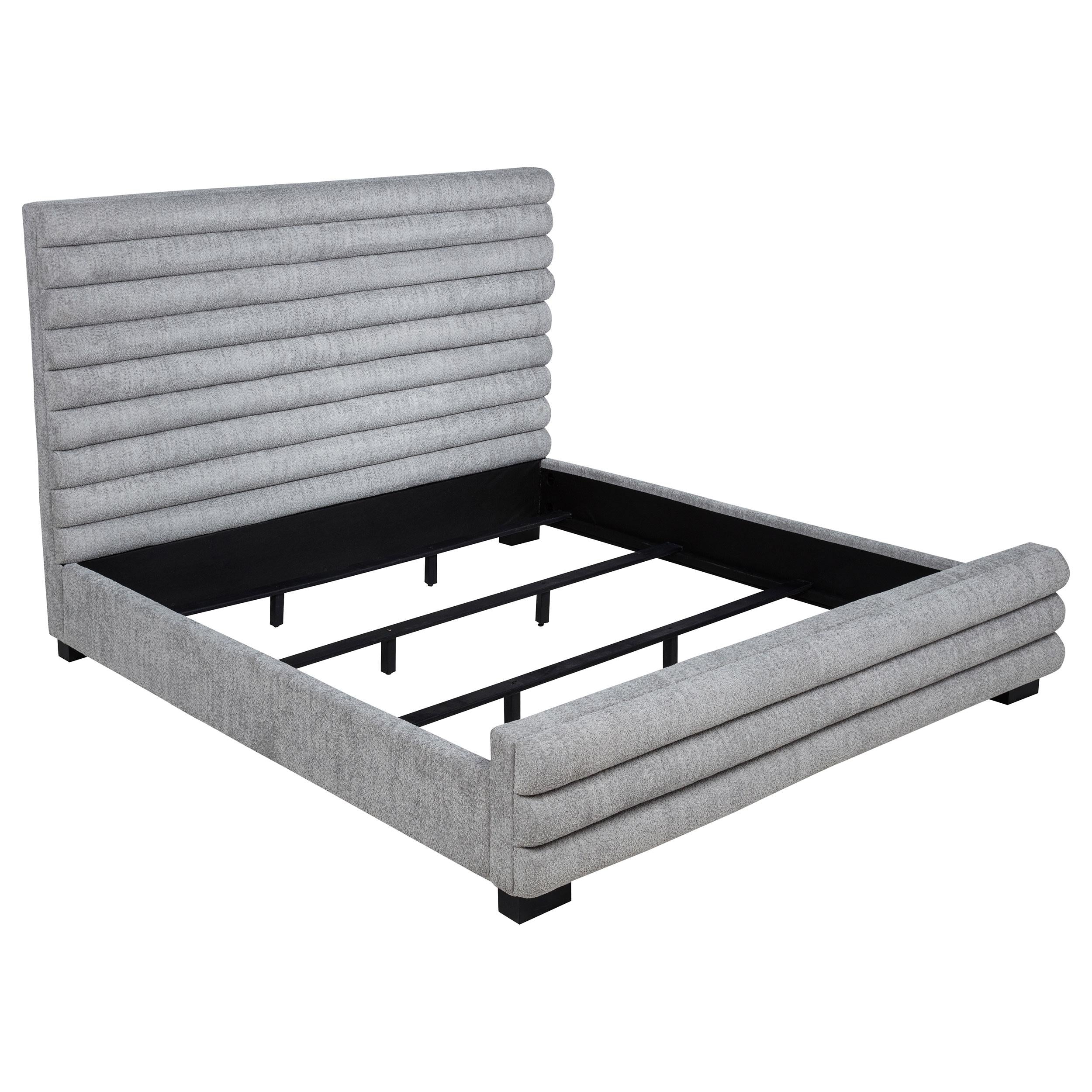  Coaster Furniture Patricia 300719KE 58-inch Boucle Upholstered Eastern King Bed - Grey IMAGE 3