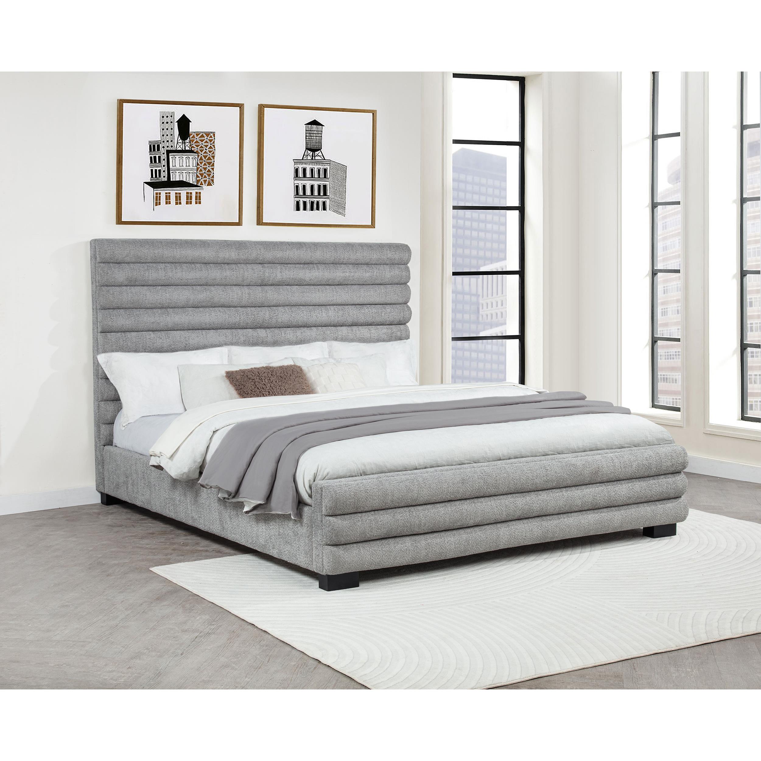  Coaster Furniture Patricia 300719KW 58-inch Boucle Upholstered California King Bed - Grey IMAGE 2