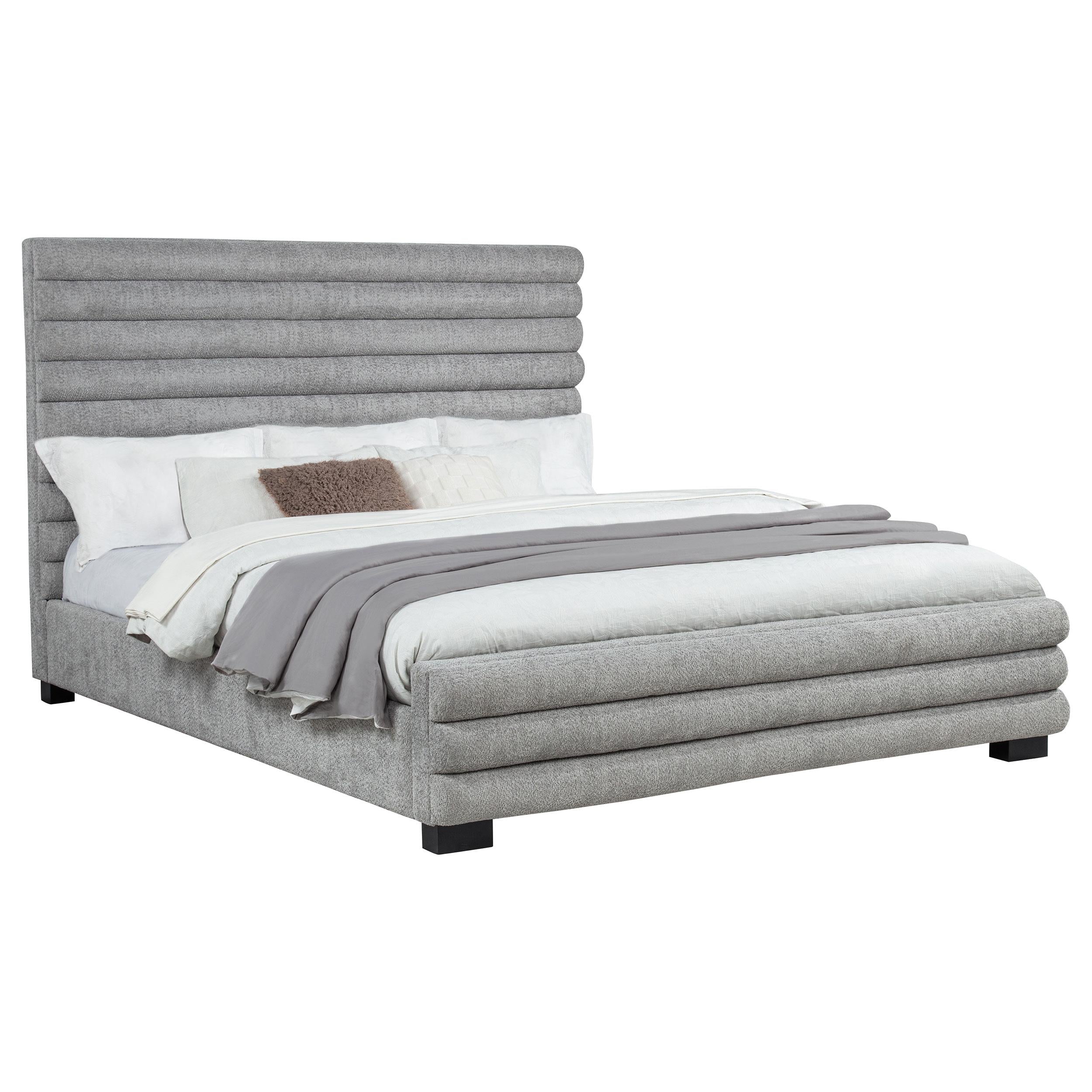  Coaster Furniture Patricia 300719KW 58-inch Boucle Upholstered California King Bed - Grey IMAGE 3