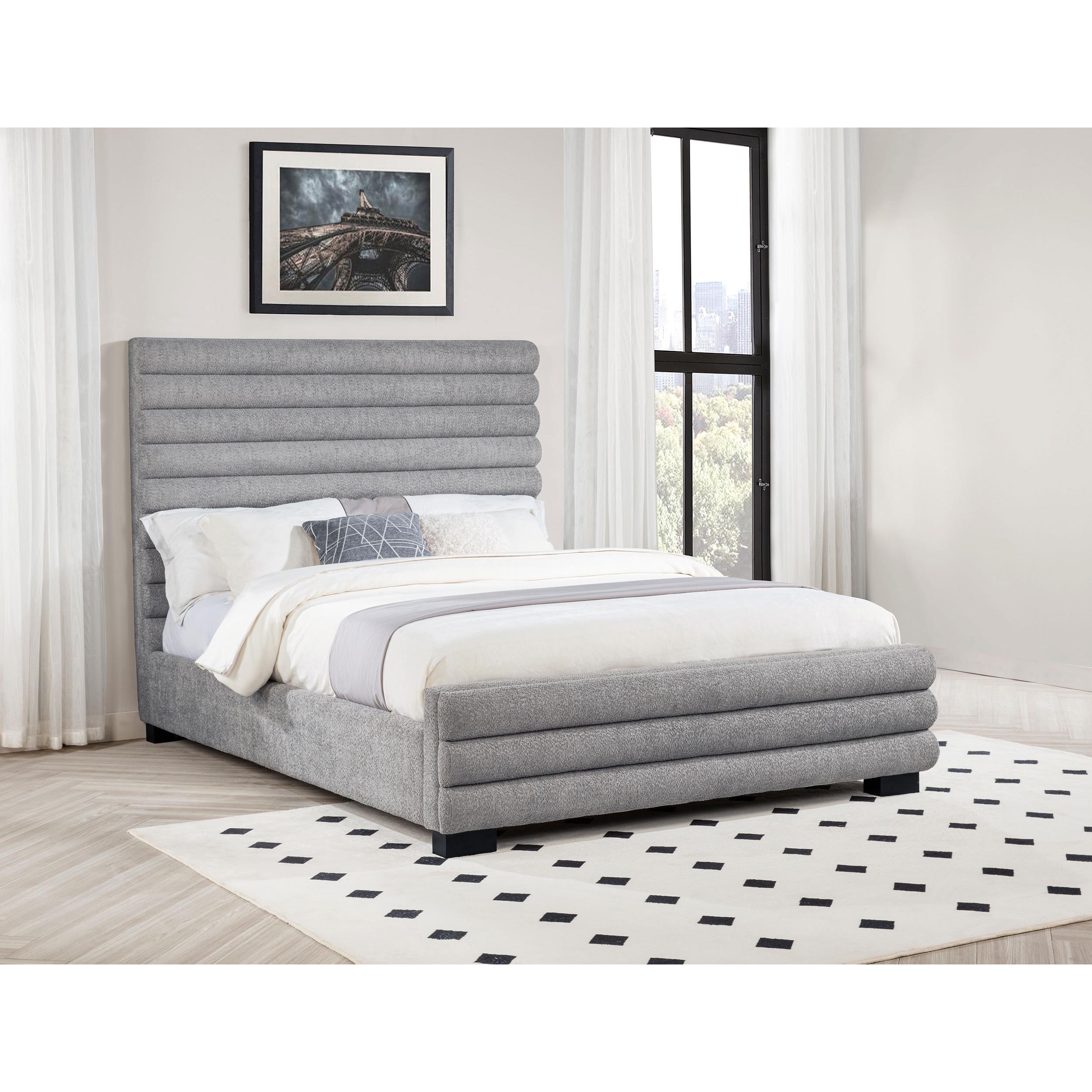  Coaster Furniture Patricia 300719Q 58-inch Boucle Upholstered Queen Bed - Grey IMAGE 3