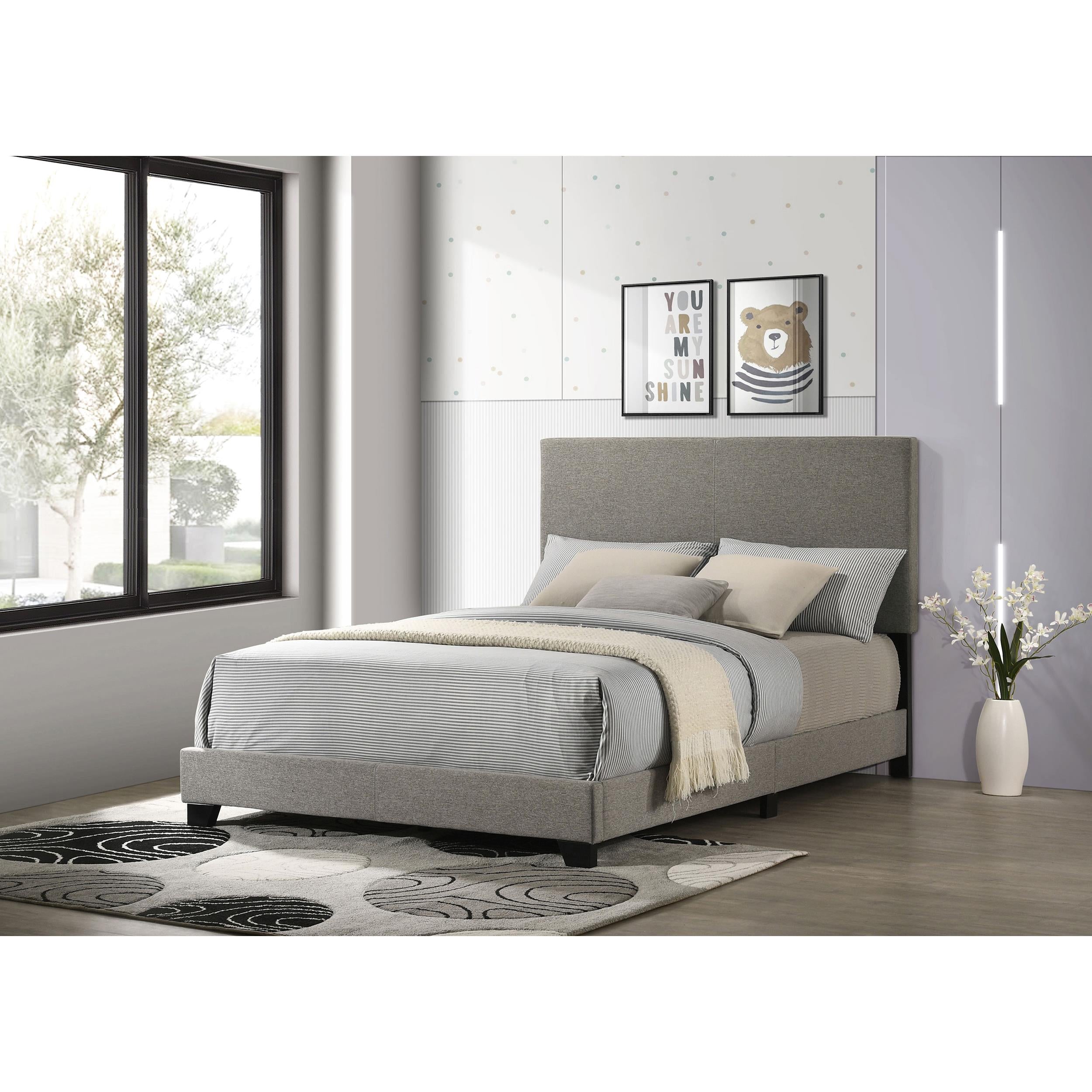  Coaster Furniture Dorian 300851F Fabric Upholstered Full Panel Bed - Taupe IMAGE 3