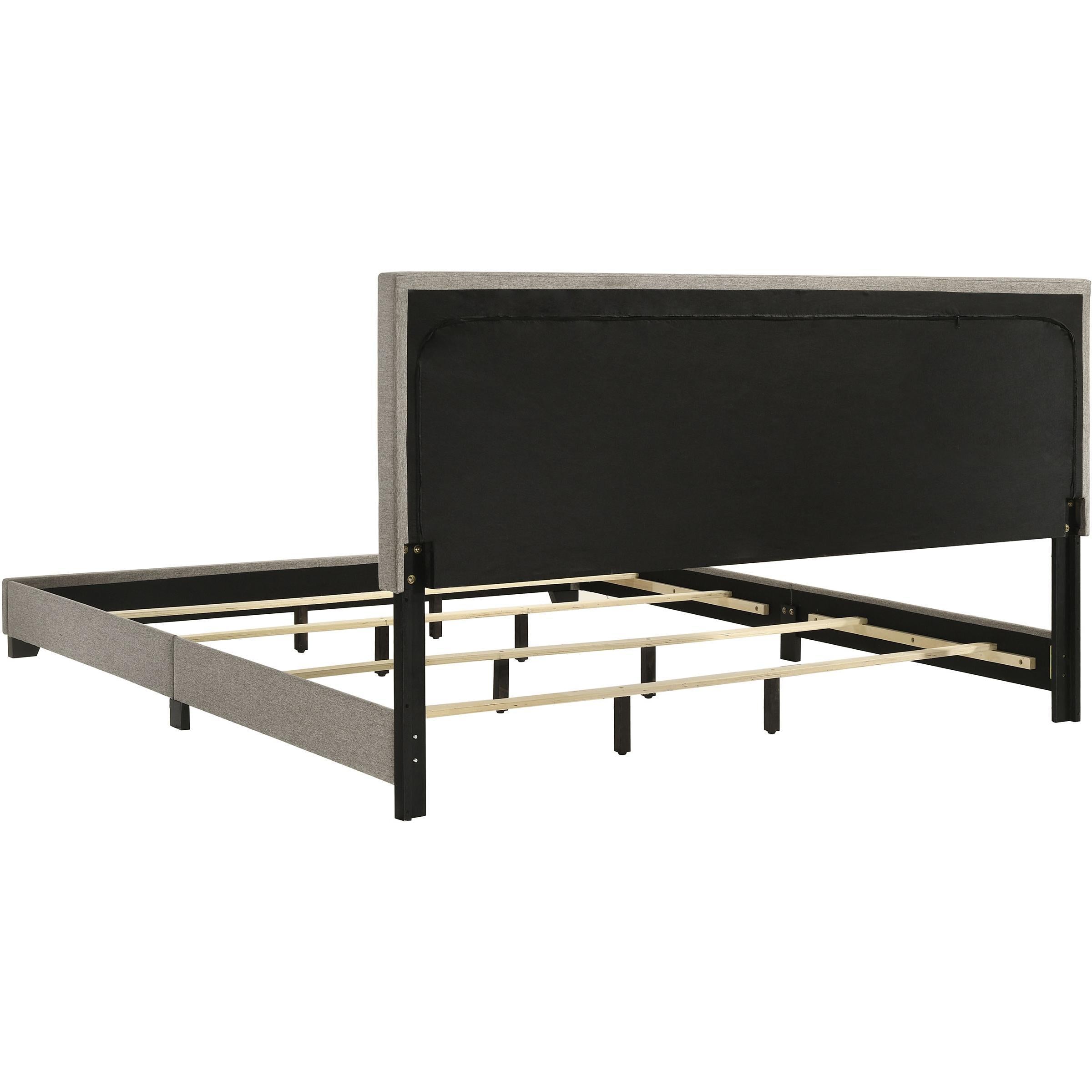  Coaster Furniture Dorian 300851KE Fabric Upholstered Eastern King Panel Bed - Taupe IMAGE 5