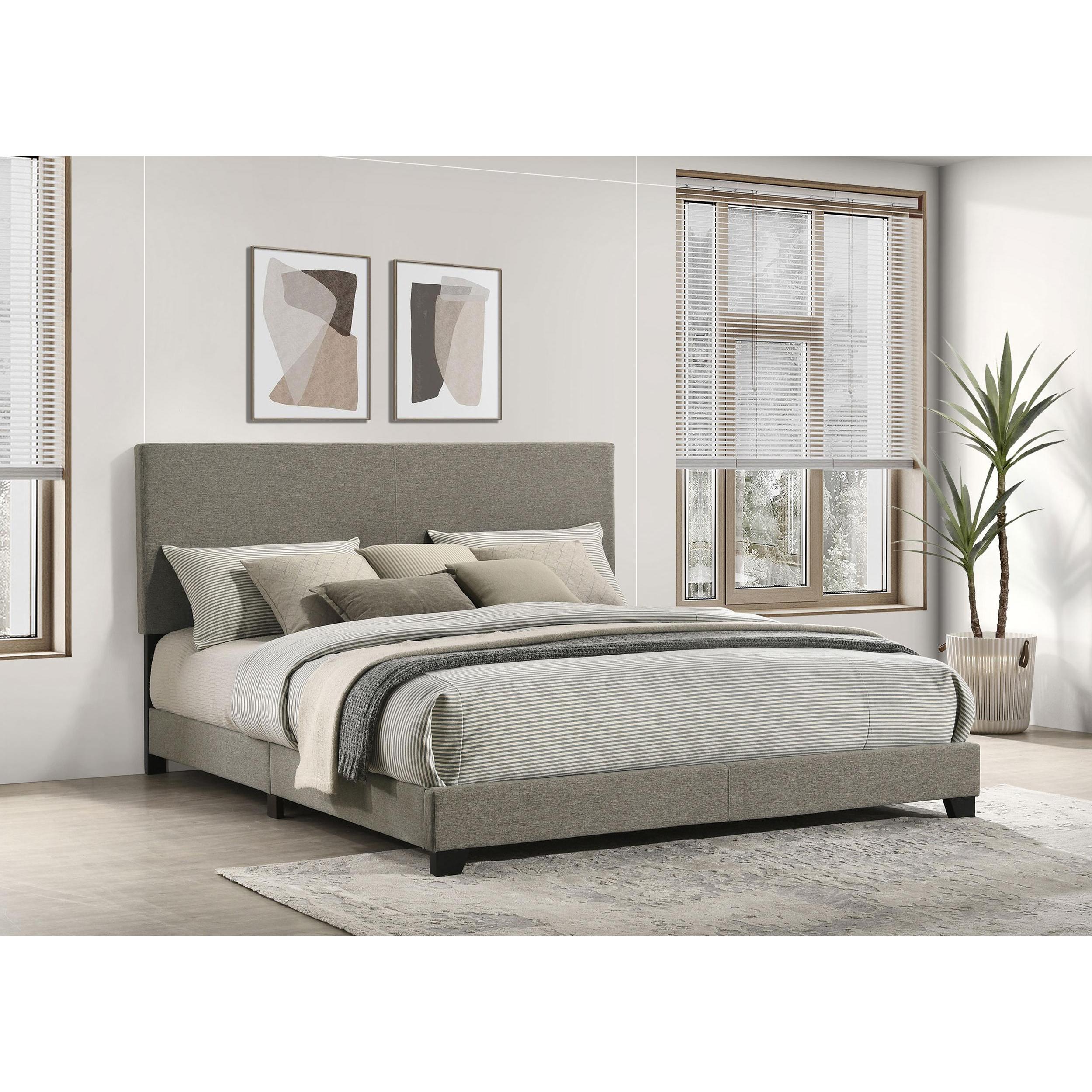  Coaster Furniture Dorian 300851KW Fabric Upholstered California King Panel Bed - Taupe IMAGE 2