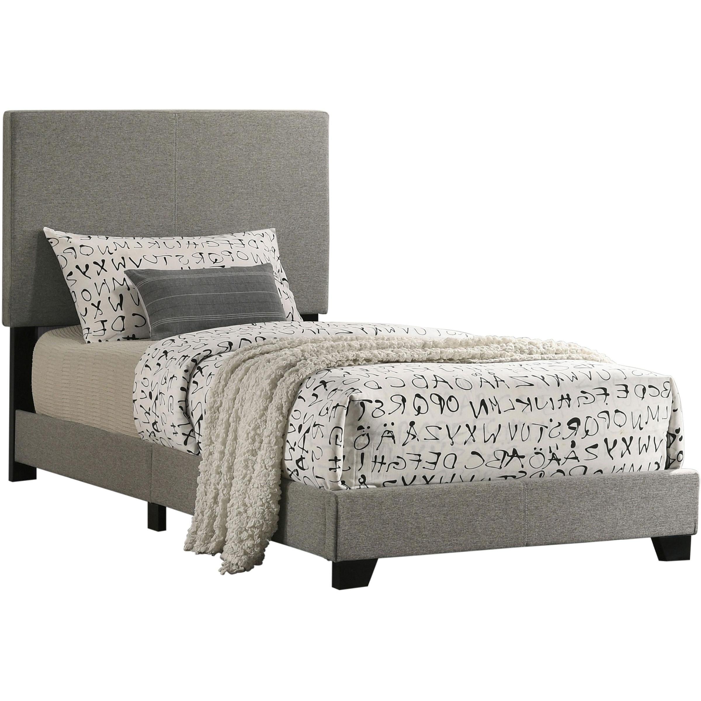  Coaster Furniture Dorian 300851T Fabric Upholstered Twin Panel Bed - Taupe IMAGE 1