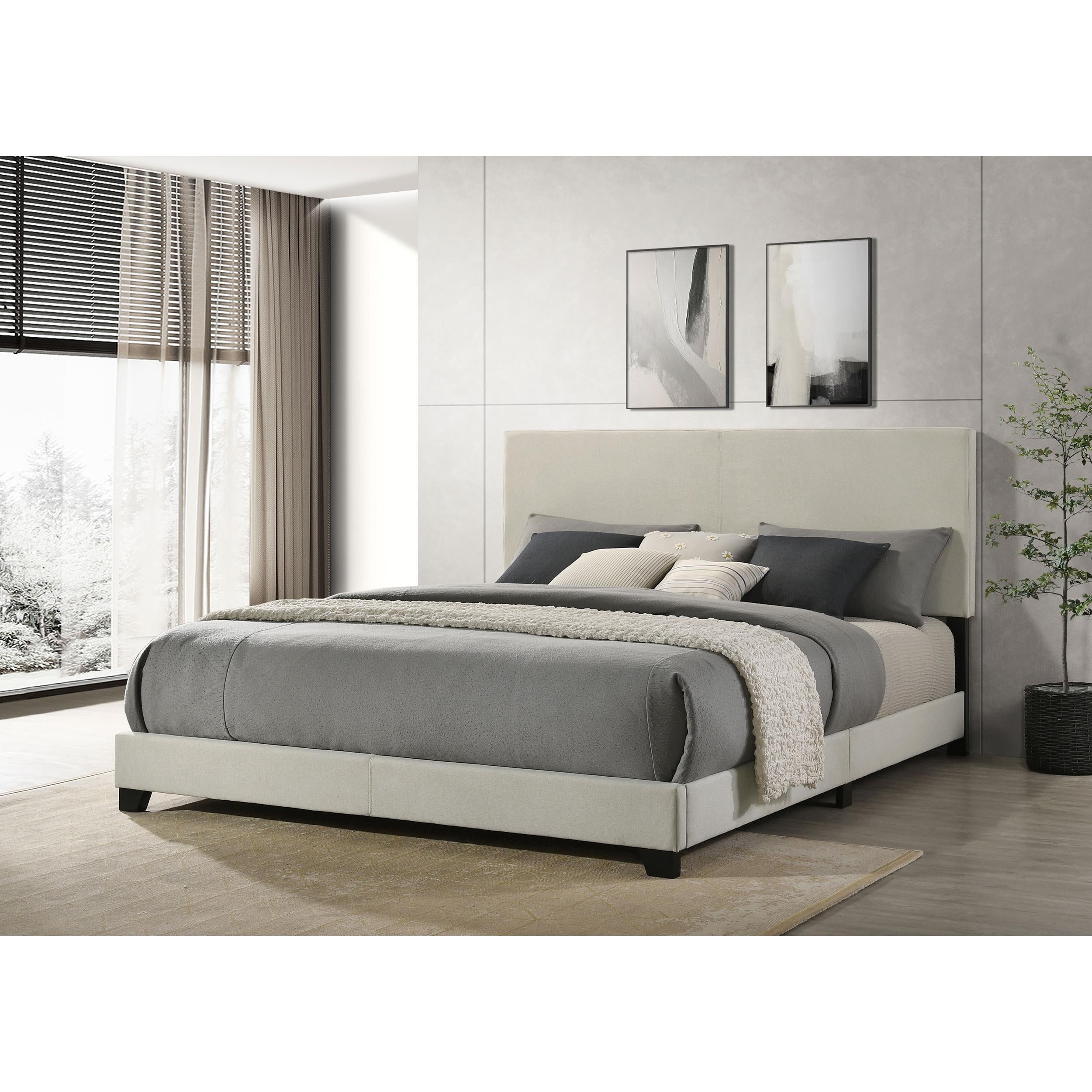  Coaster Furniture Dorian 300852KE Fabric Upholstered Eastern King Panel Bed - Cream IMAGE 6