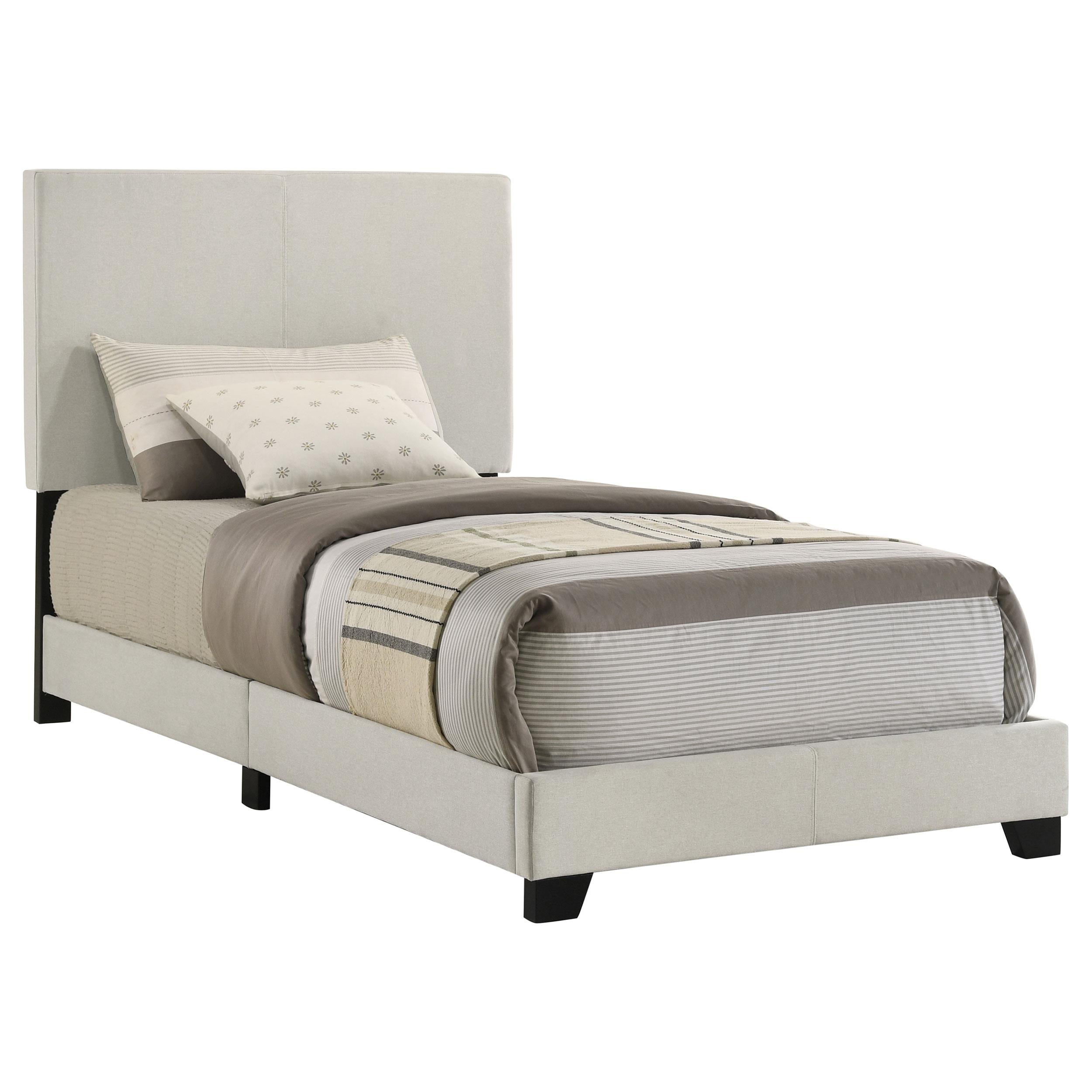  Coaster Furniture Dorian 300852T Fabric Upholstered Twin Panel Bed - Cream IMAGE 3