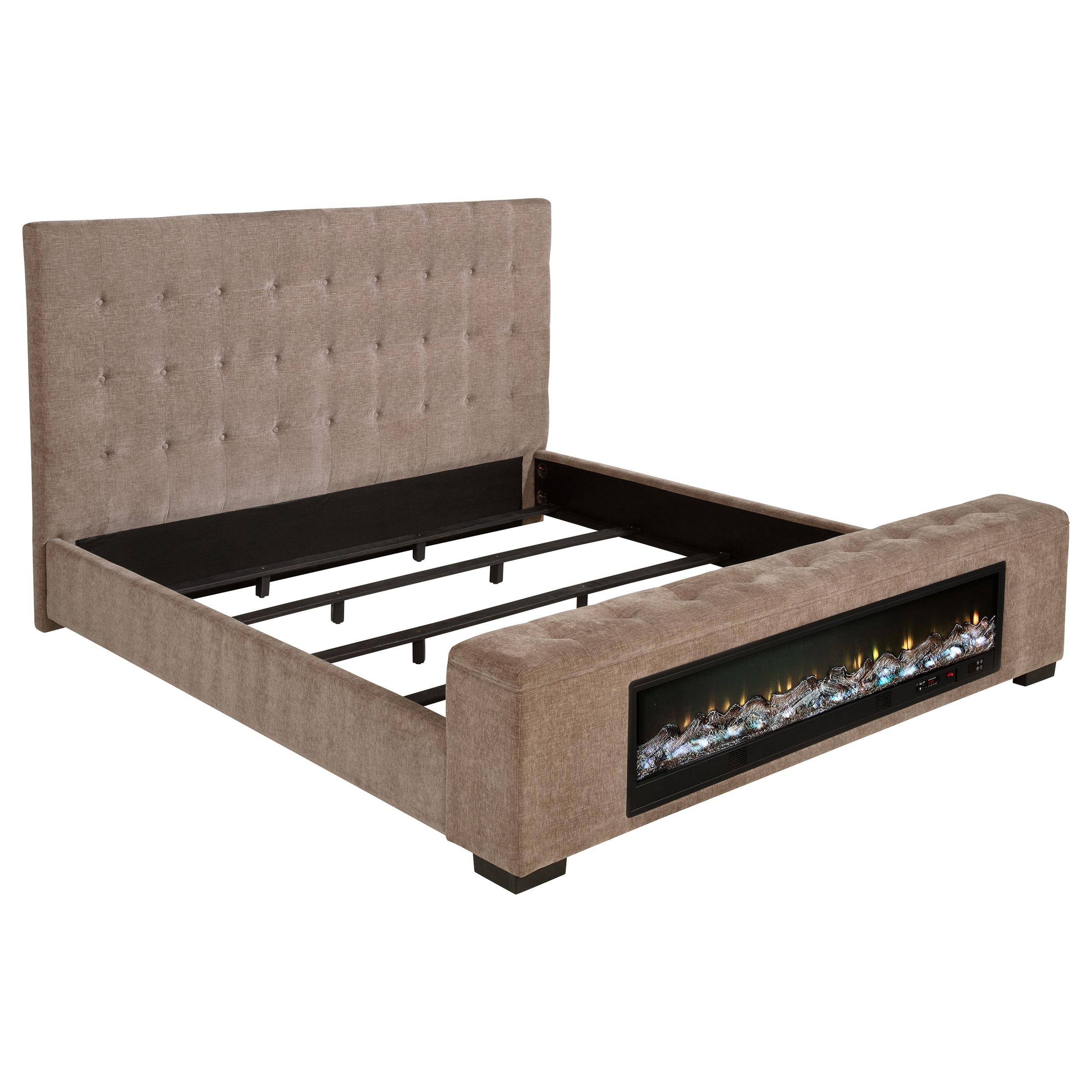  Coaster Furniture Senna 305811Q Upholstered Queen Audio Flame Visualizer Bed - Brown IMAGE 3