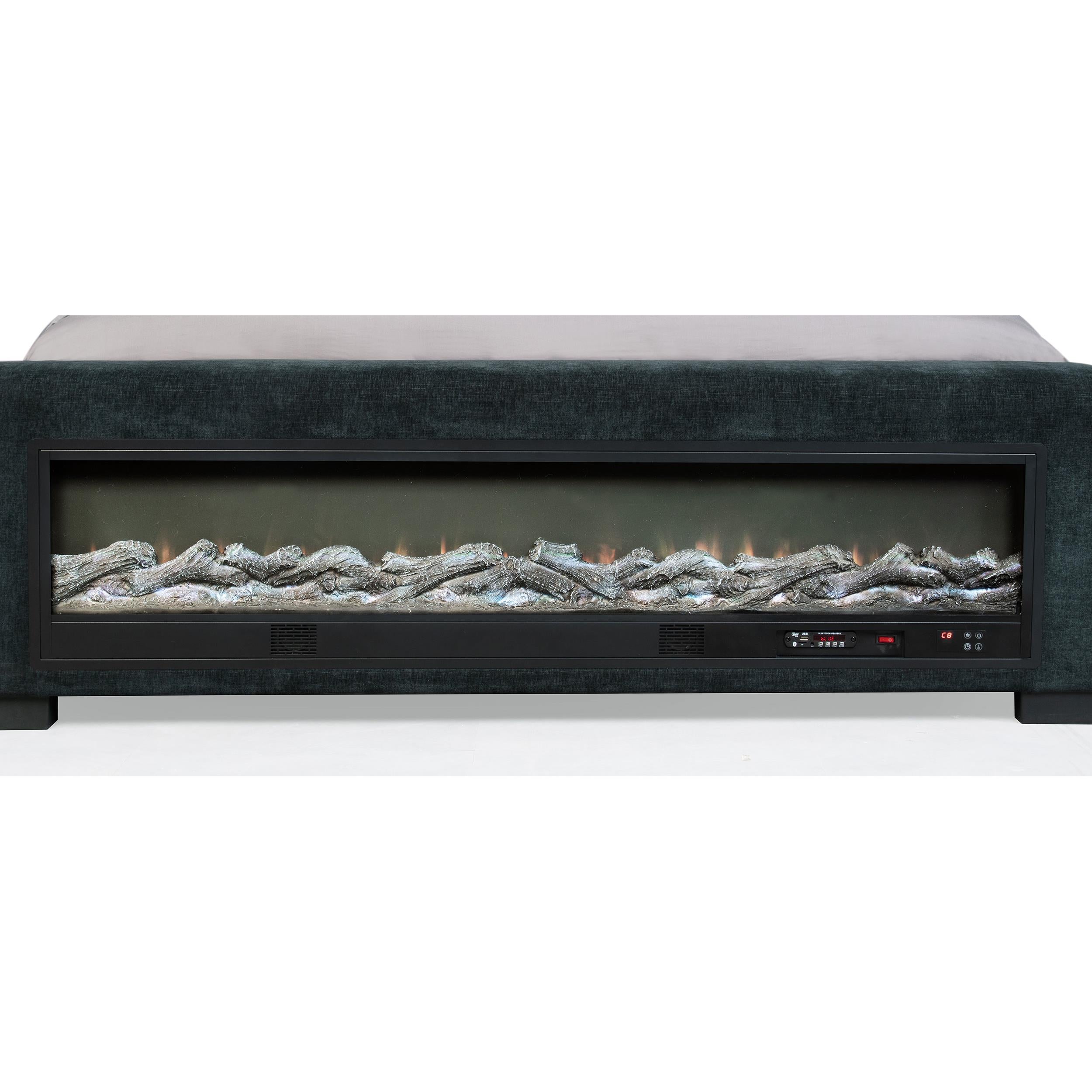  Coaster Furniture Preston 305821KW Upholstered California King Audio Flame Visualizer Bed - Dark Blue IMAGE 8