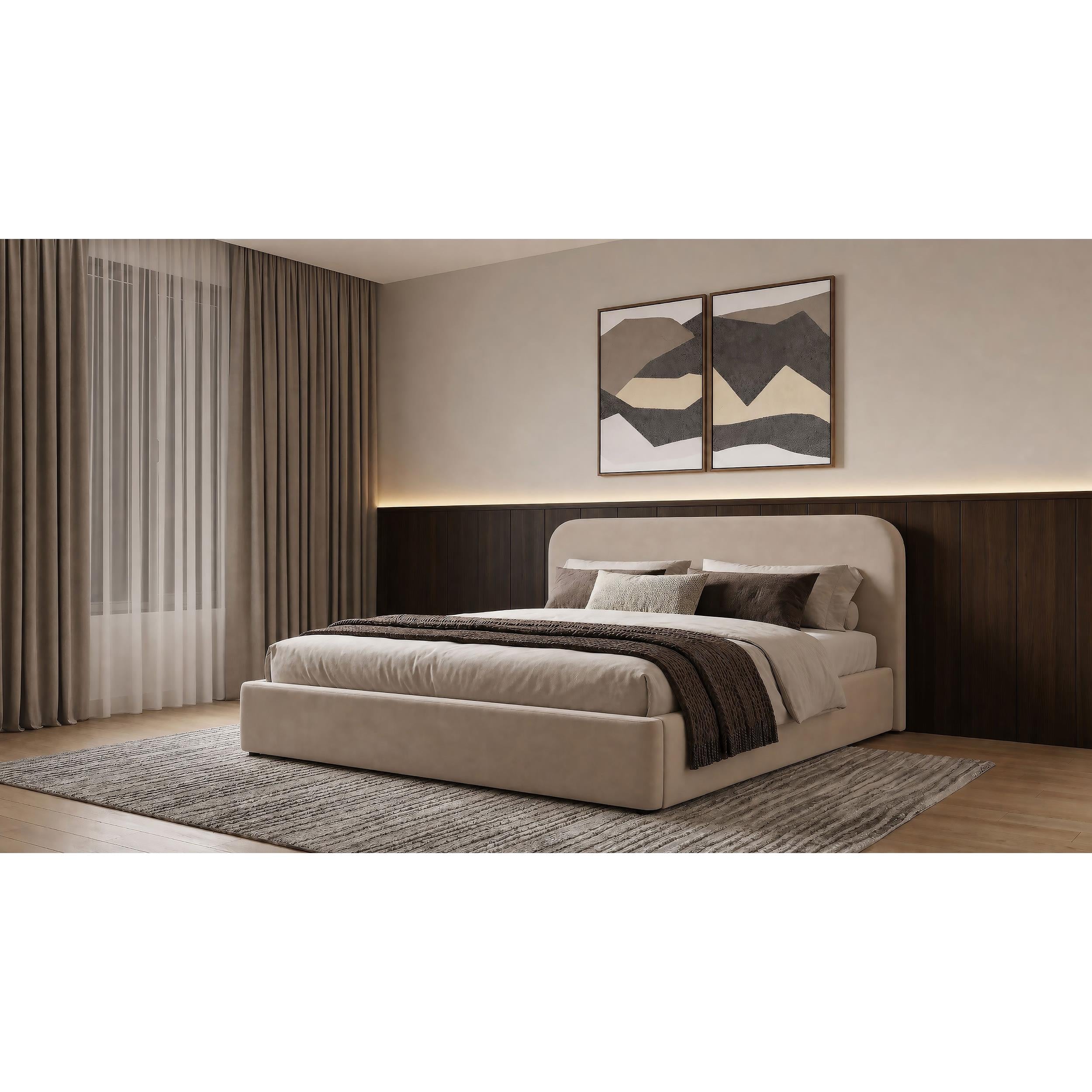  Coaster Furniture Anders 306037BEIKE Upholstered Eastern King Storage Lift Platform Bed - Beige IMAGE 4