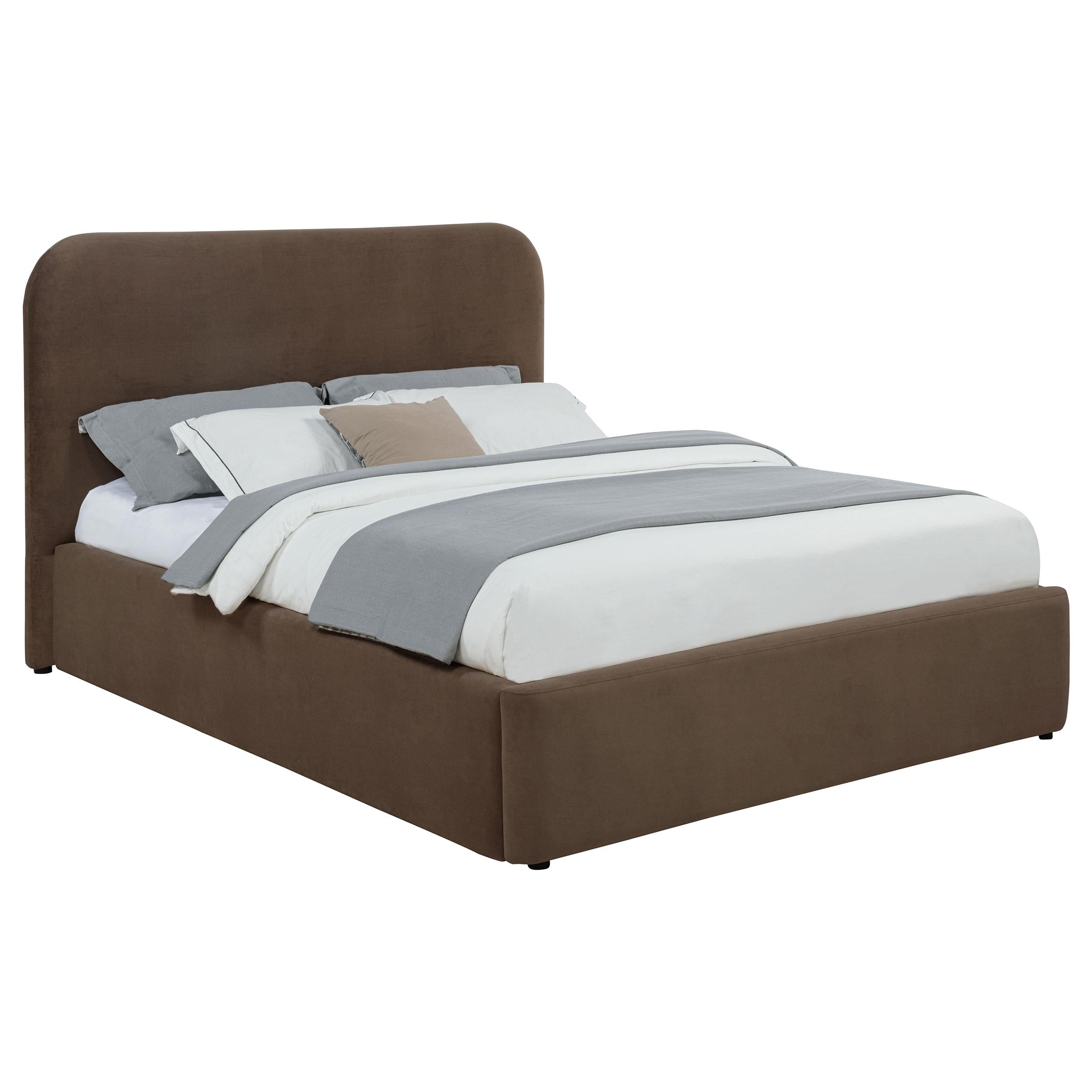  Coaster Furniture Anders 306037CHF Upholstered Full Storage Lift Platform Bed - Chocolate IMAGE 1