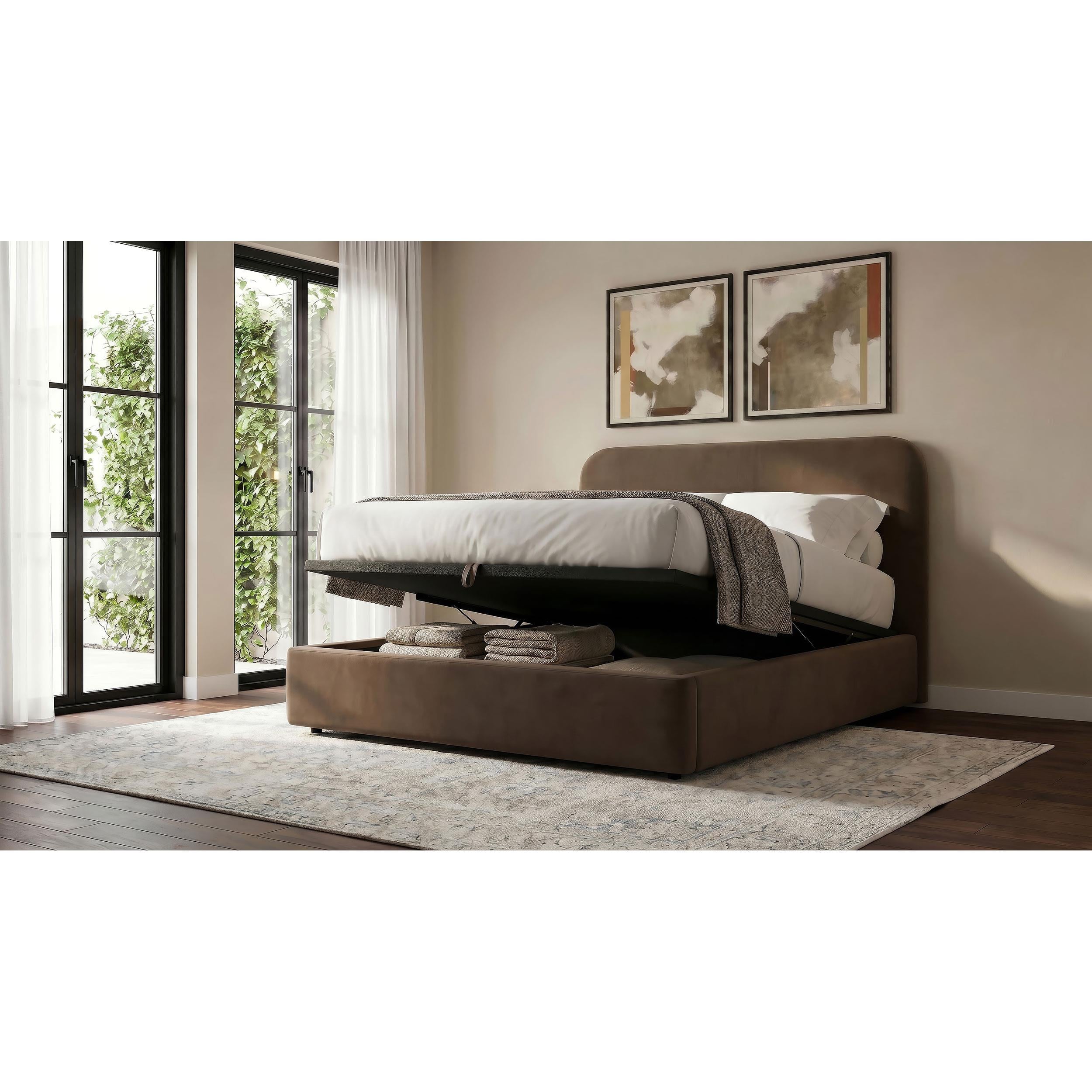  Coaster Furniture Anders 306037CHQ Upholstered Queen Storage Lift Platform Bed - Chocolate IMAGE 9