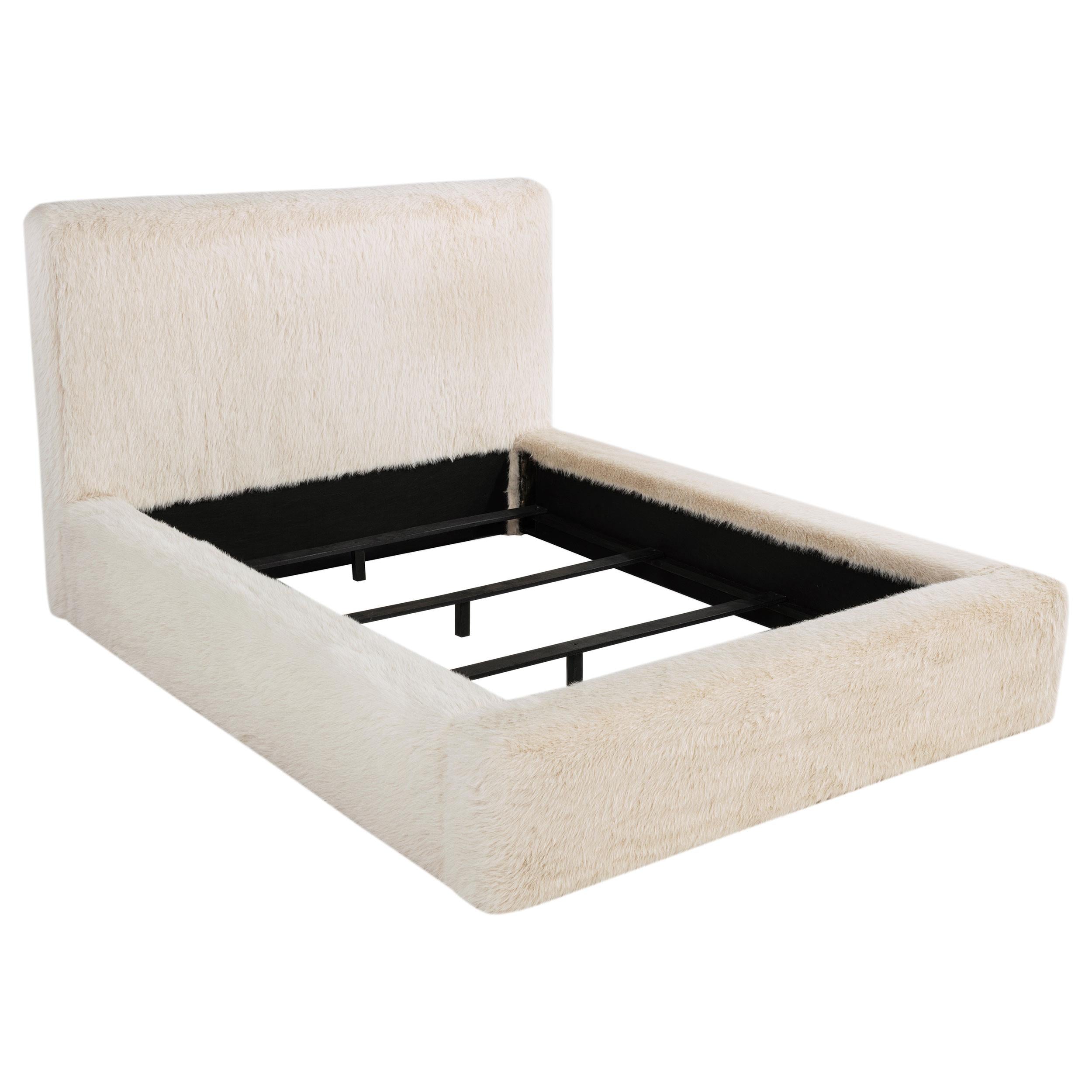  Coaster Furniture Rebecca 306141KW Faux Fur Upholstered California King Bed - Cream IMAGE 1
