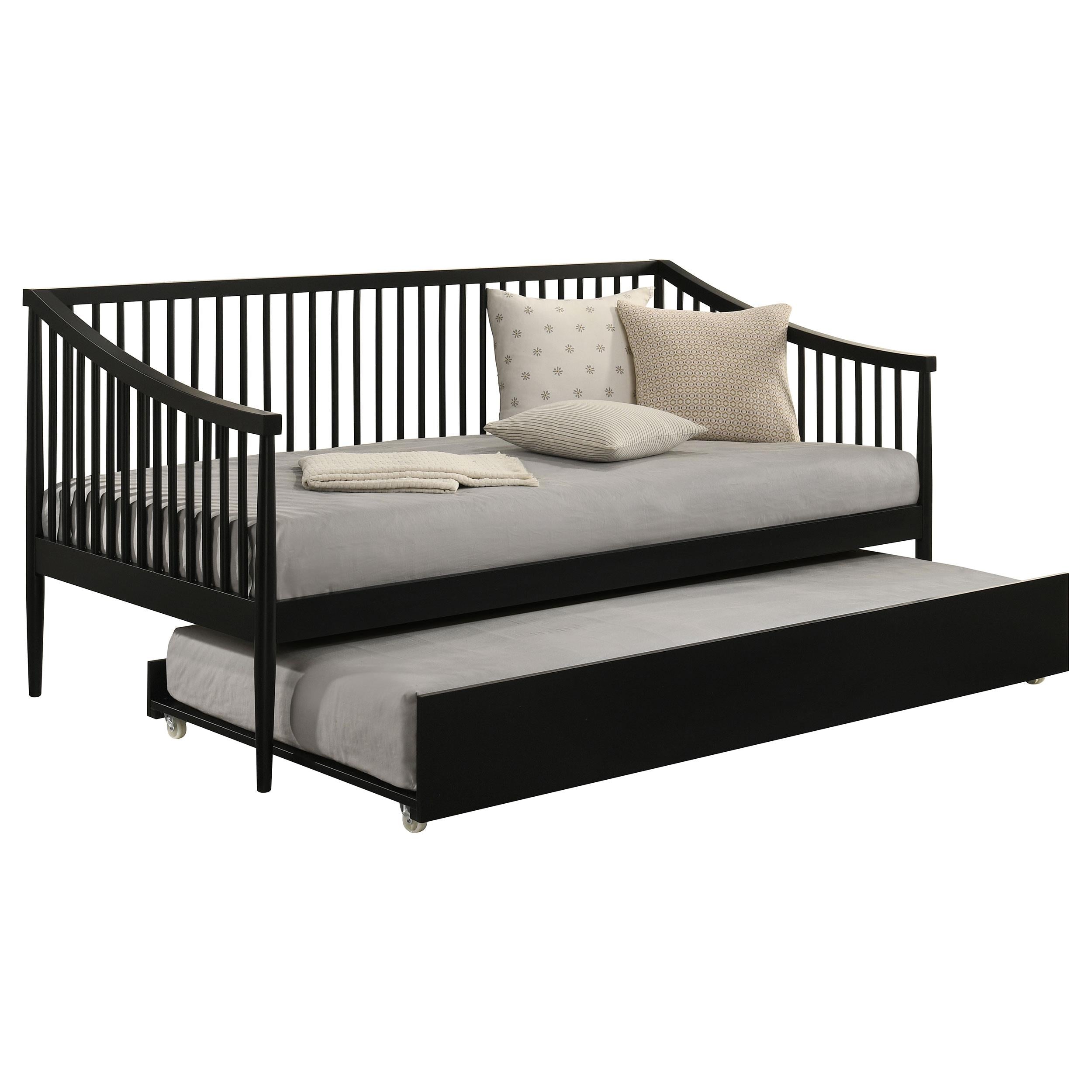  Coaster Furniture Delgado 310027 Windsor Twin Wood Daybed with Trundle - Black IMAGE 1