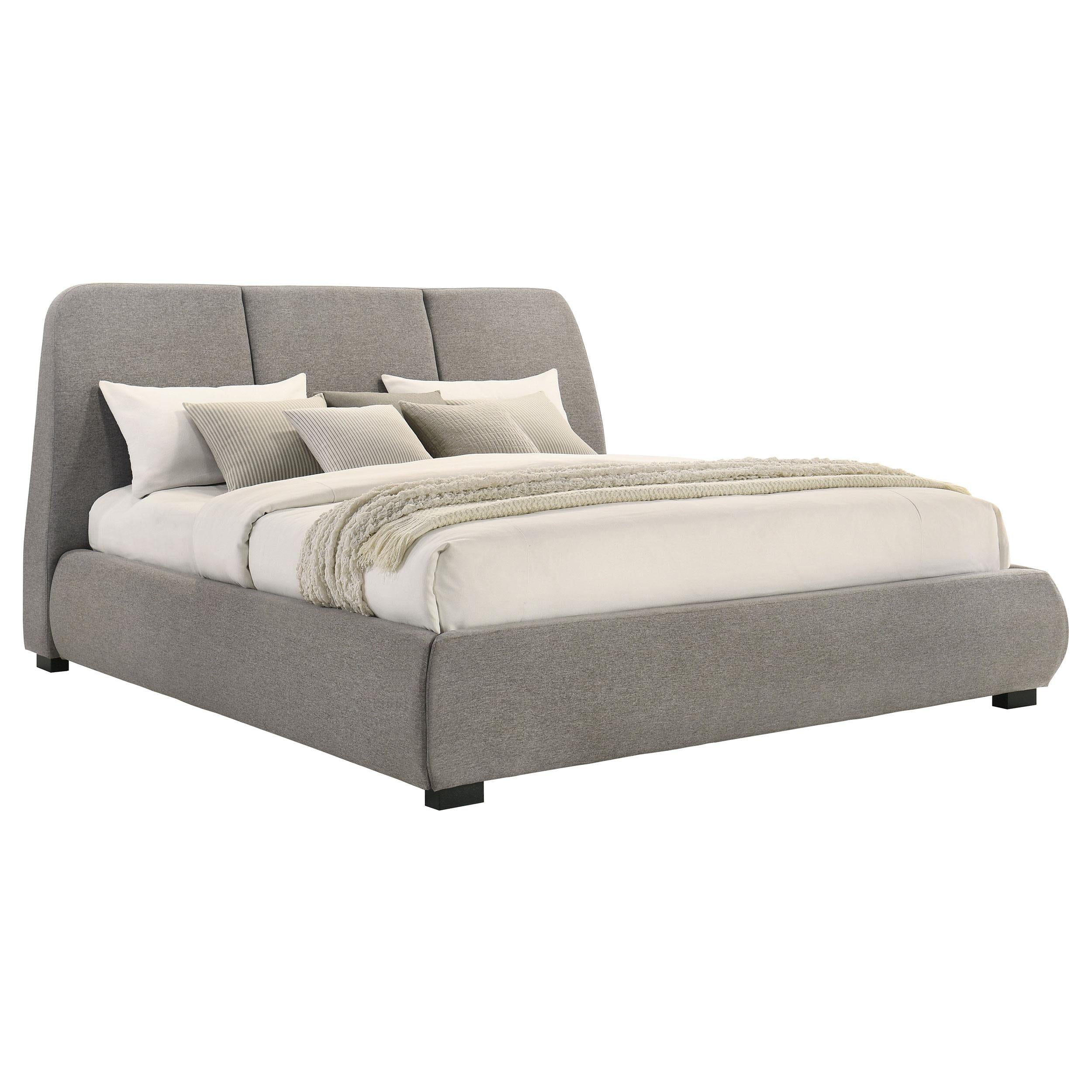  Coaster Furniture Mokena 310090KE 46-inch Upholstered Eastern King Platform Bed - Taupe IMAGE 3