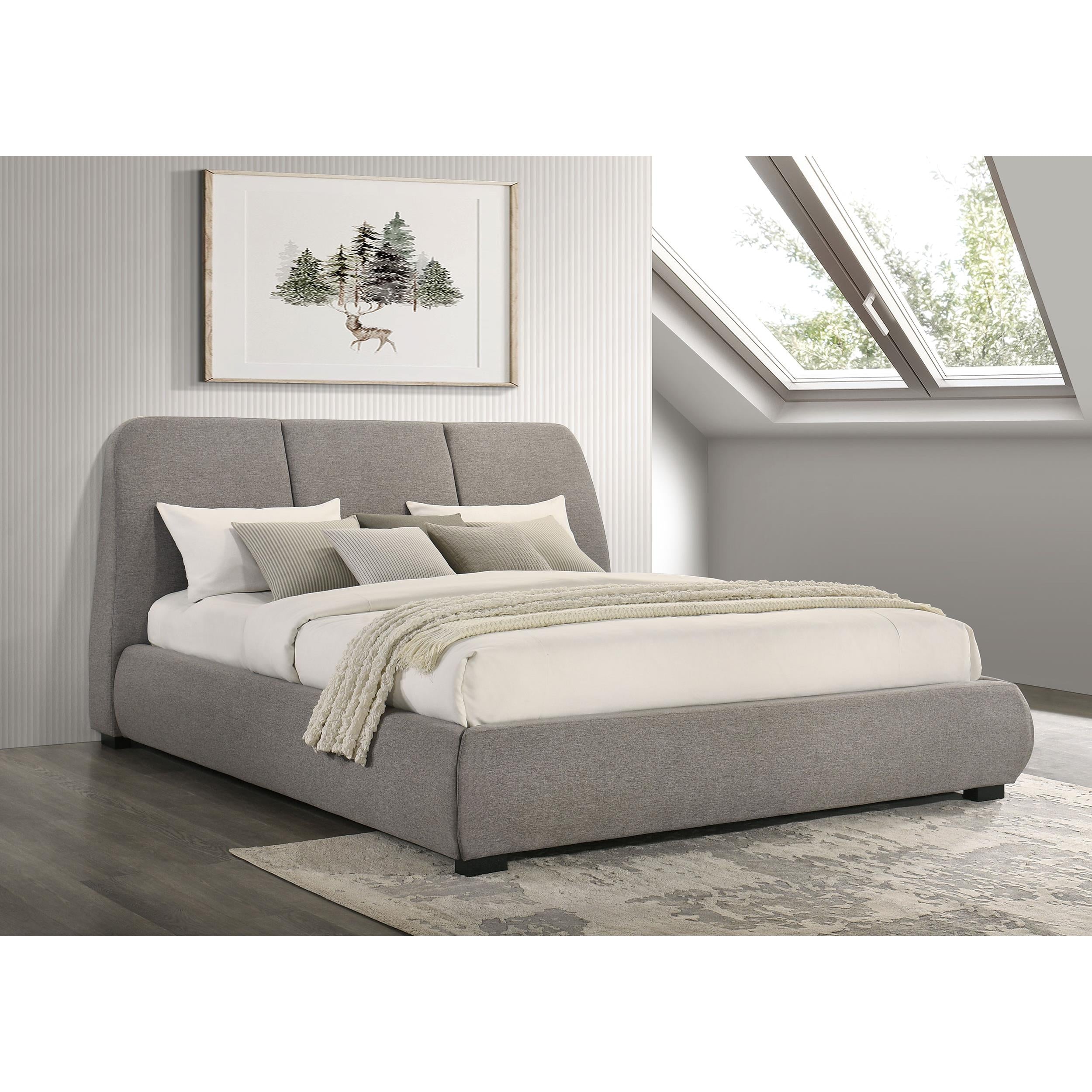  Coaster Furniture Mokena 310090KE 46-inch Upholstered Eastern King Platform Bed - Taupe IMAGE 4