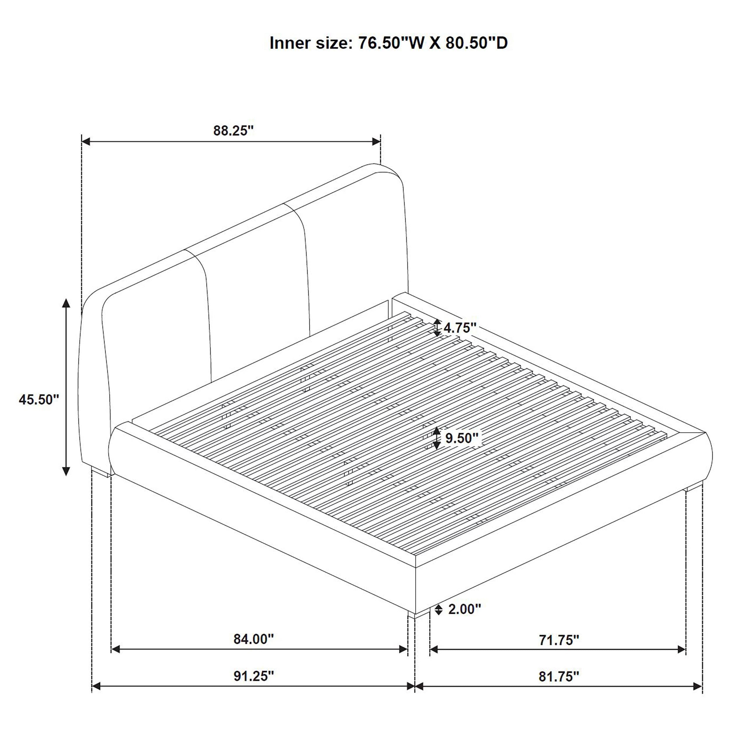  Coaster Furniture Mokena 310090KE 46-inch Upholstered Eastern King Platform Bed - Taupe IMAGE 8