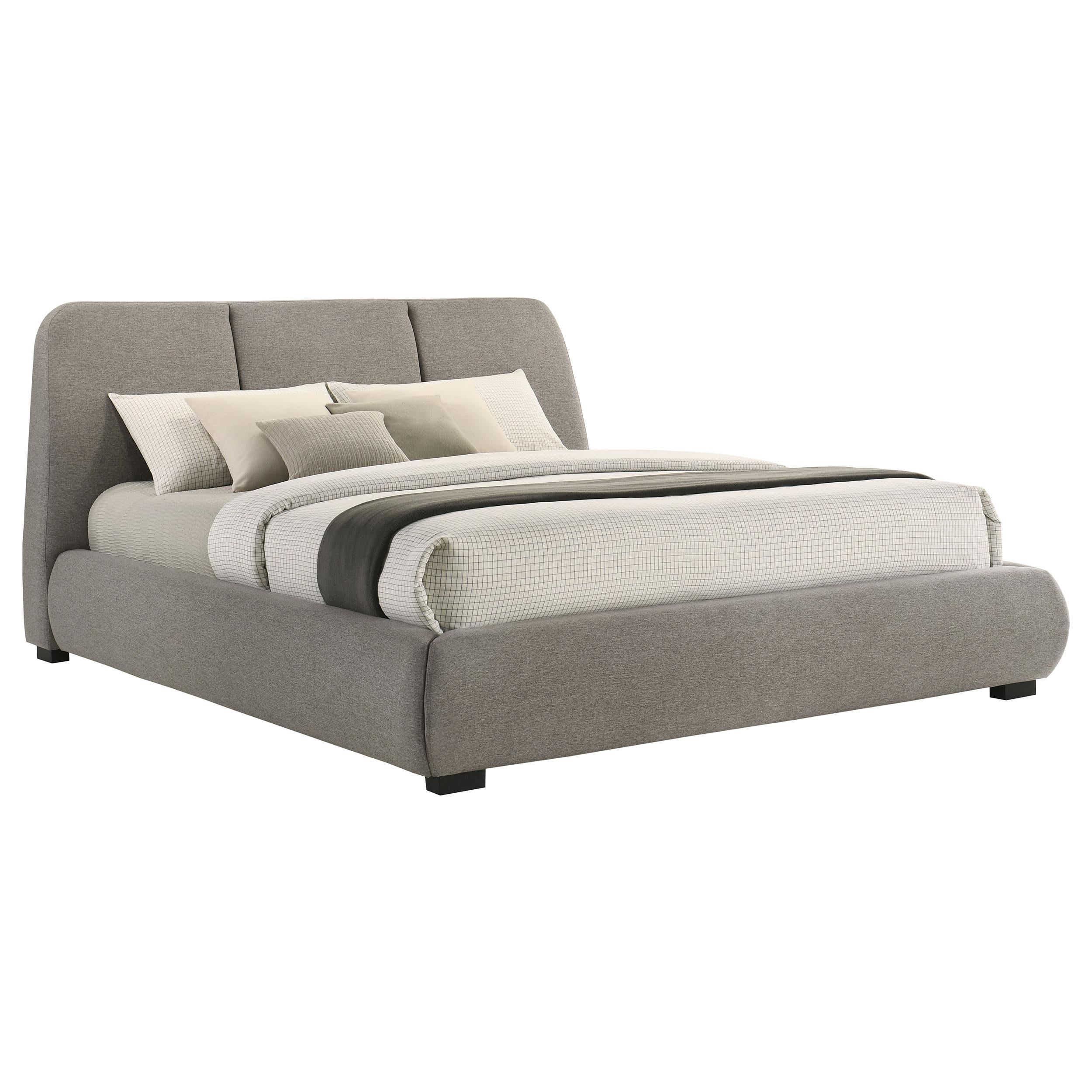  Coaster Furniture Mokena 310090KW 46-inch Upholstered California King Platform Bed - Taupe IMAGE 1