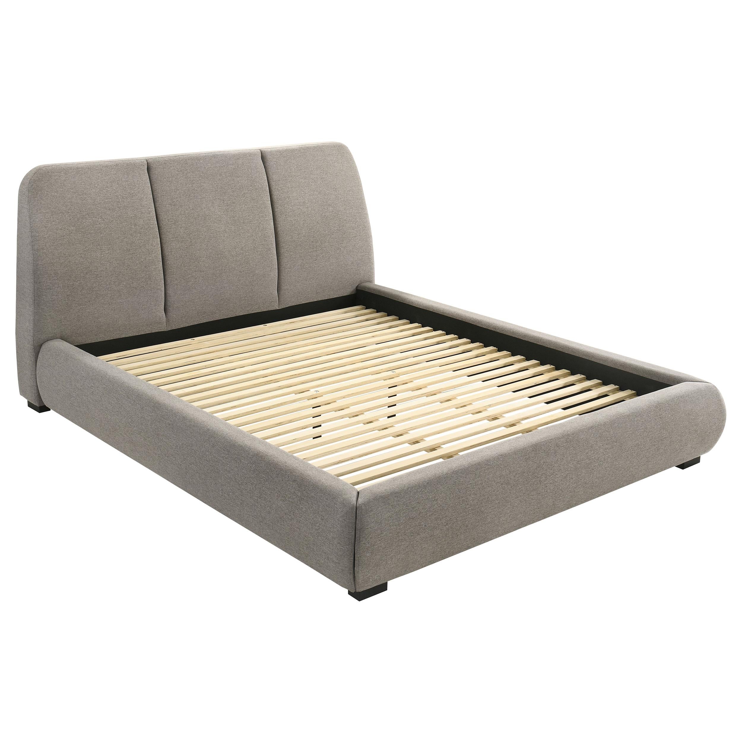  Coaster Furniture Mokena 310090KW 46-inch Upholstered California King Platform Bed - Taupe IMAGE 3