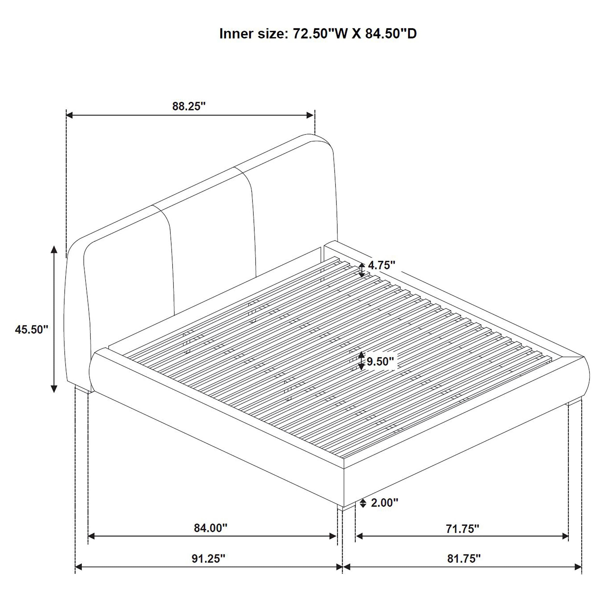  Coaster Furniture Mokena 310090KW 46-inch Upholstered California King Platform Bed - Taupe IMAGE 8