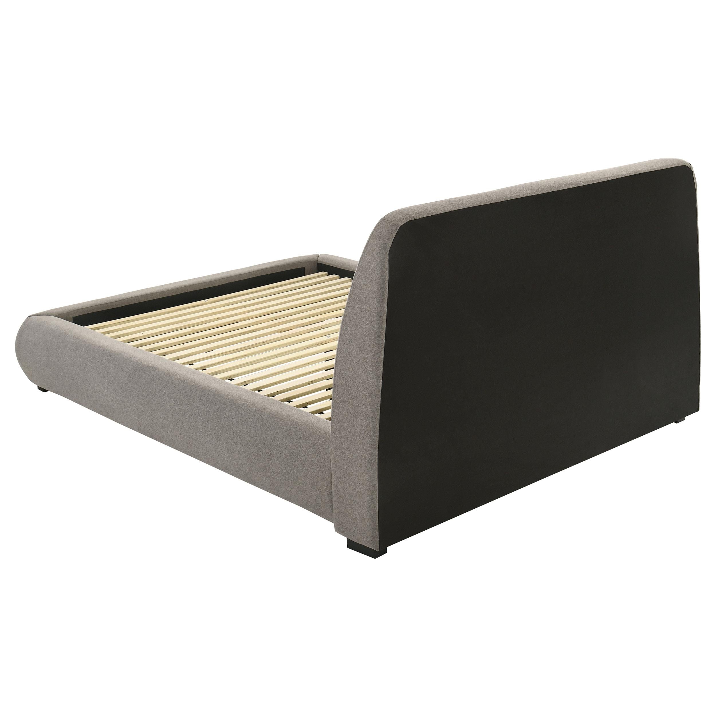  Coaster Furniture Mokena 310090Q 46-inch Upholstered Queen Platform Bed - Taupe IMAGE 2