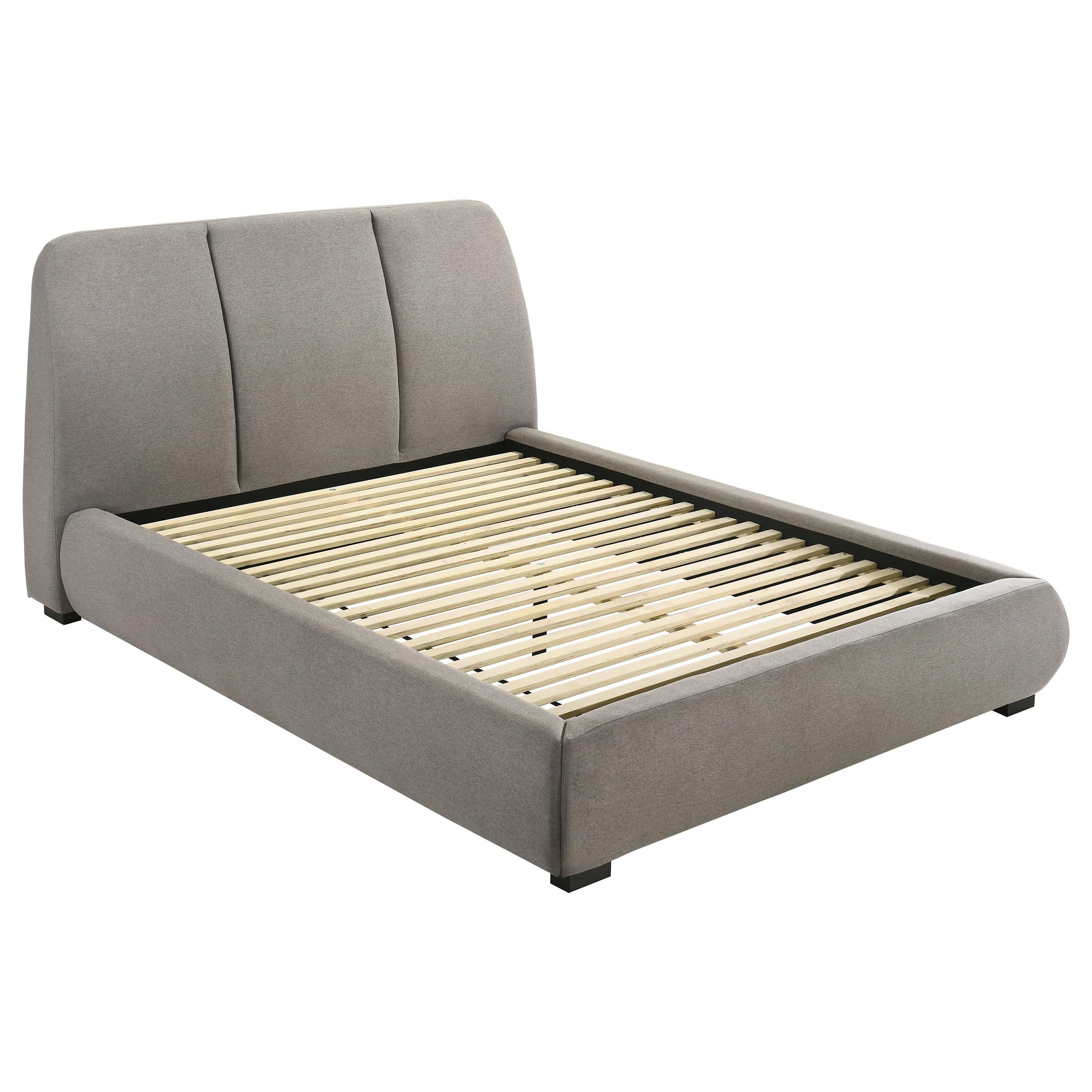  Coaster Furniture Mokena 310090Q 46-inch Upholstered Queen Platform Bed - Taupe IMAGE 3