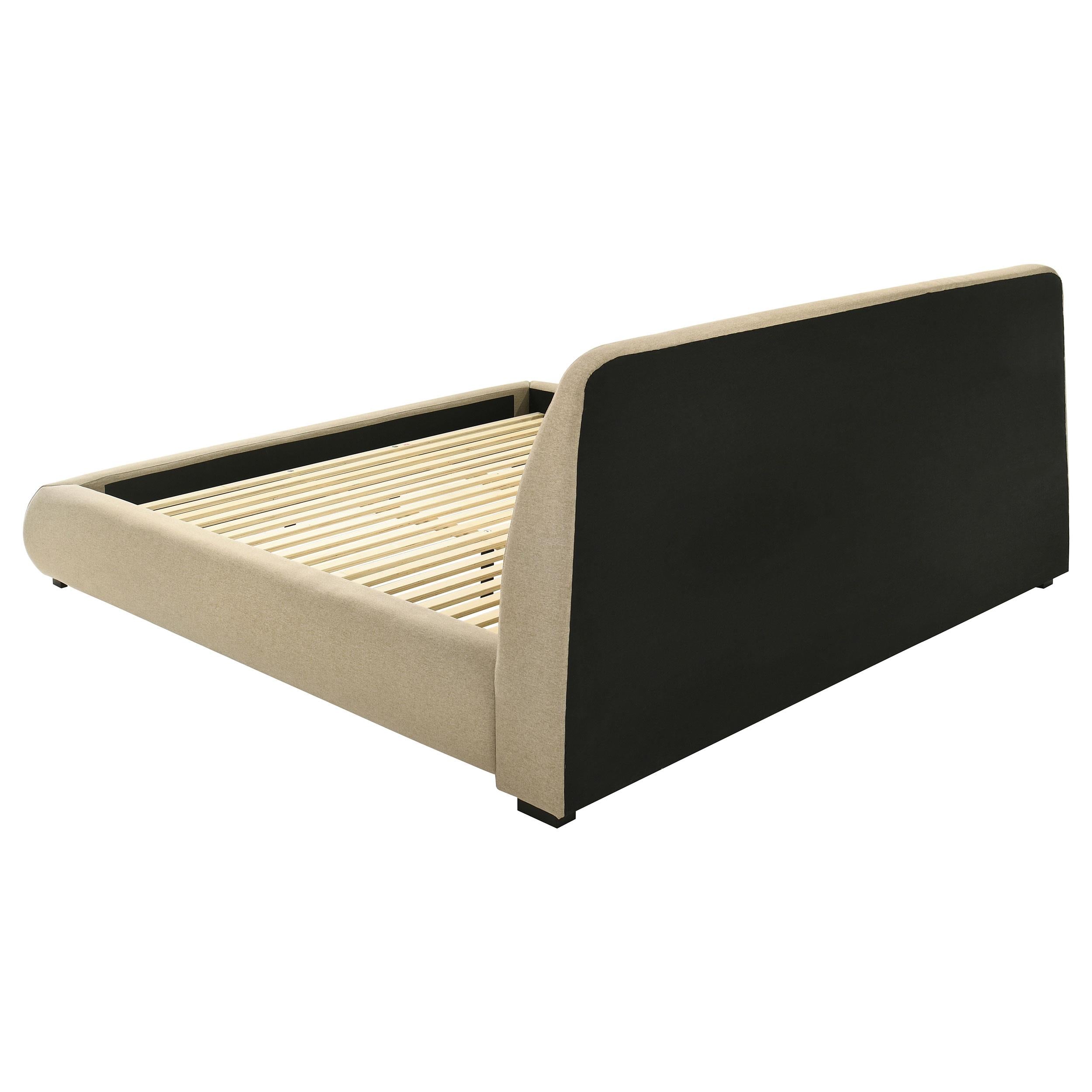  Coaster Furniture Mokena 310091KE 46-inch Upholstered Eastern King Platform Bed - Brown IMAGE 2