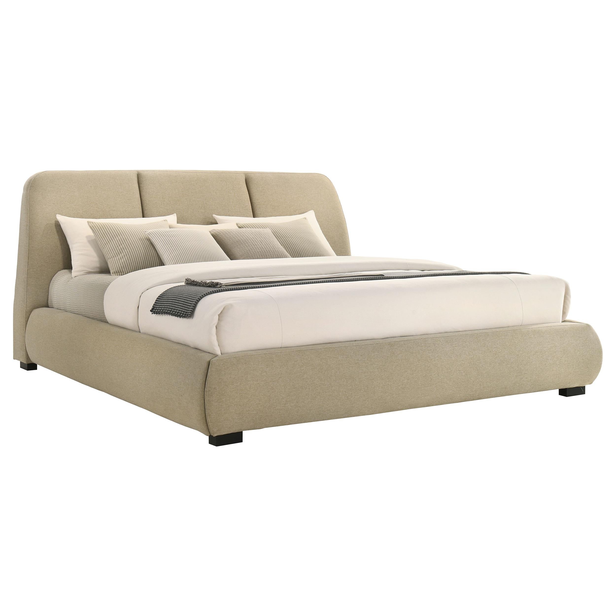  Coaster Furniture Mokena 310091KE 46-inch Upholstered Eastern King Platform Bed - Brown IMAGE 3