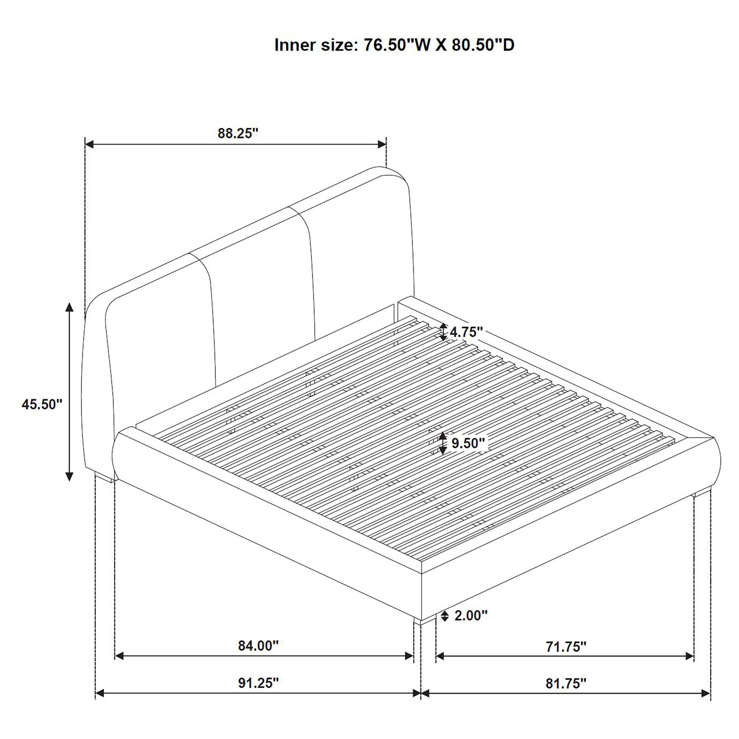  Coaster Furniture Mokena 310091KE 46-inch Upholstered Eastern King Platform Bed - Brown IMAGE 8