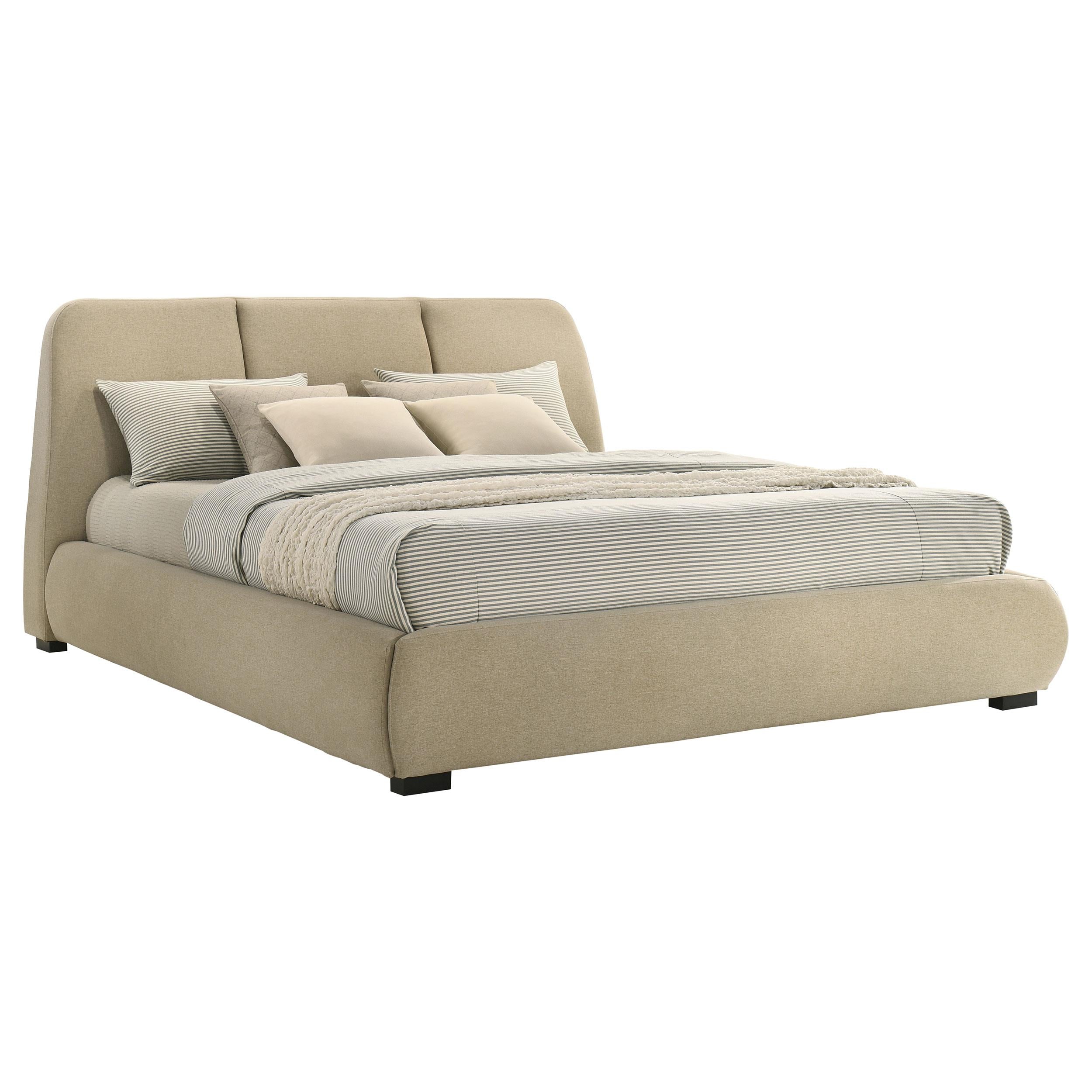  Coaster Furniture Mokena 310091KW 46-inch Upholstered California King Platform Bed - Brown IMAGE 1