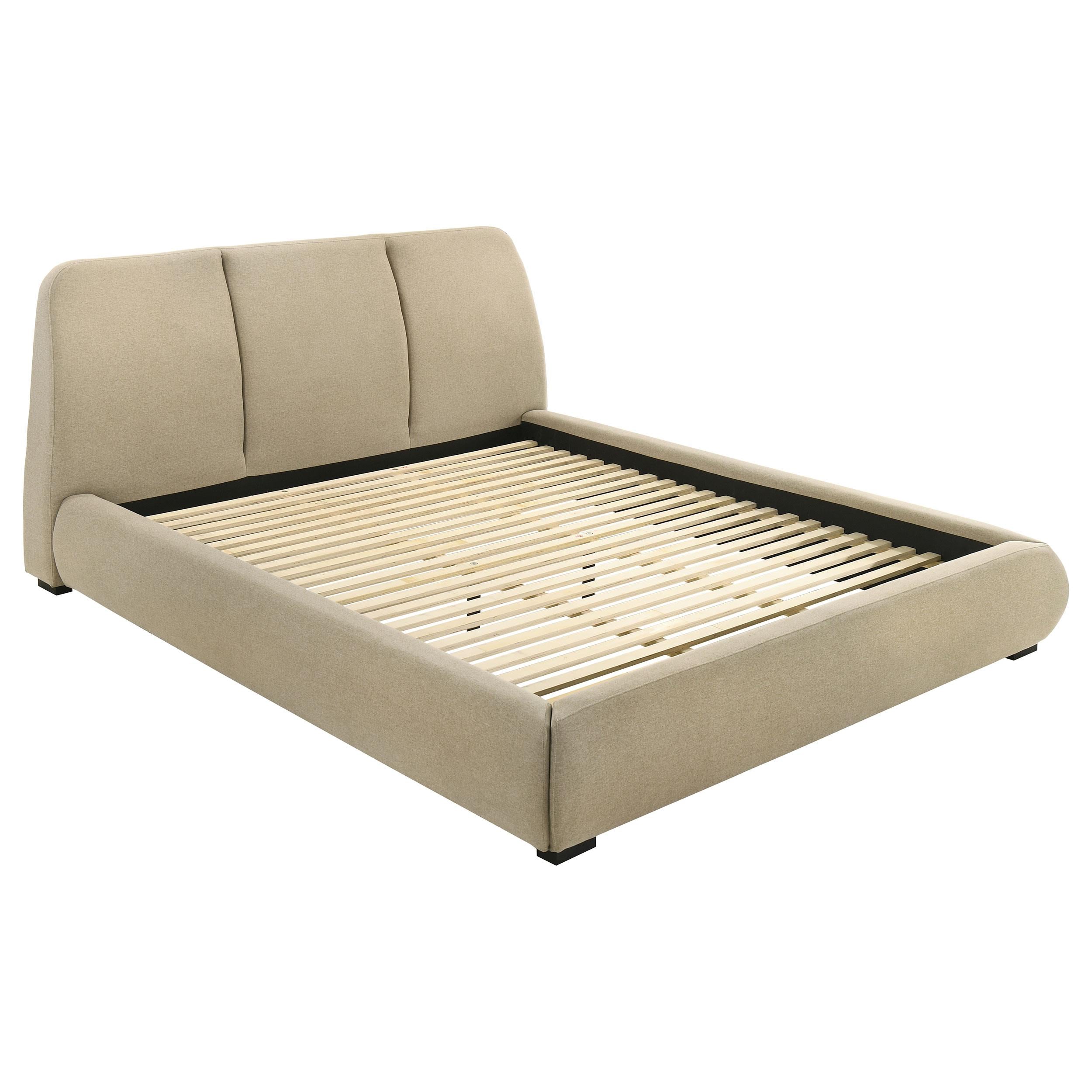  Coaster Furniture Mokena 310091KW 46-inch Upholstered California King Platform Bed - Brown IMAGE 3