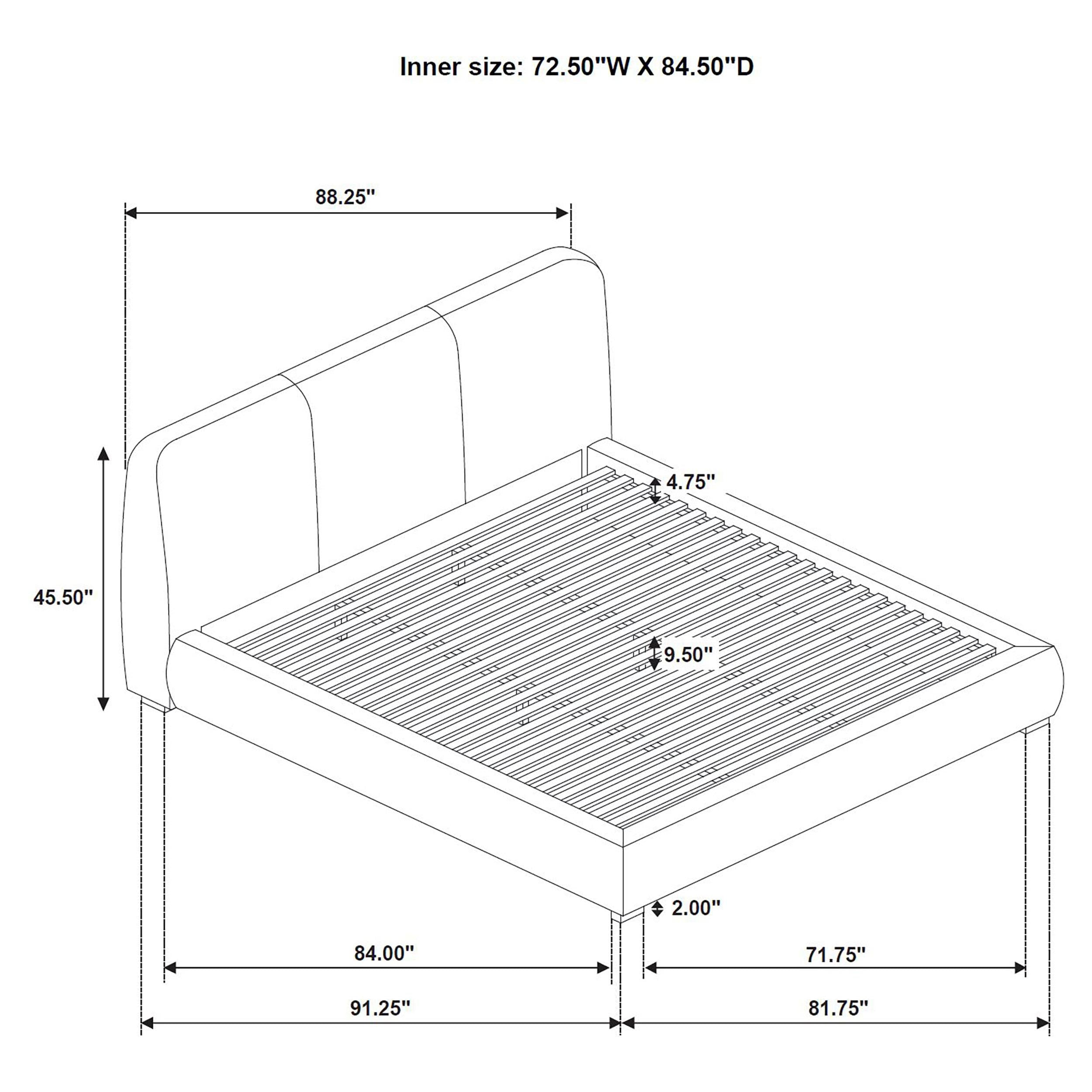  Coaster Furniture Mokena 310091KW 46-inch Upholstered California King Platform Bed - Brown IMAGE 8