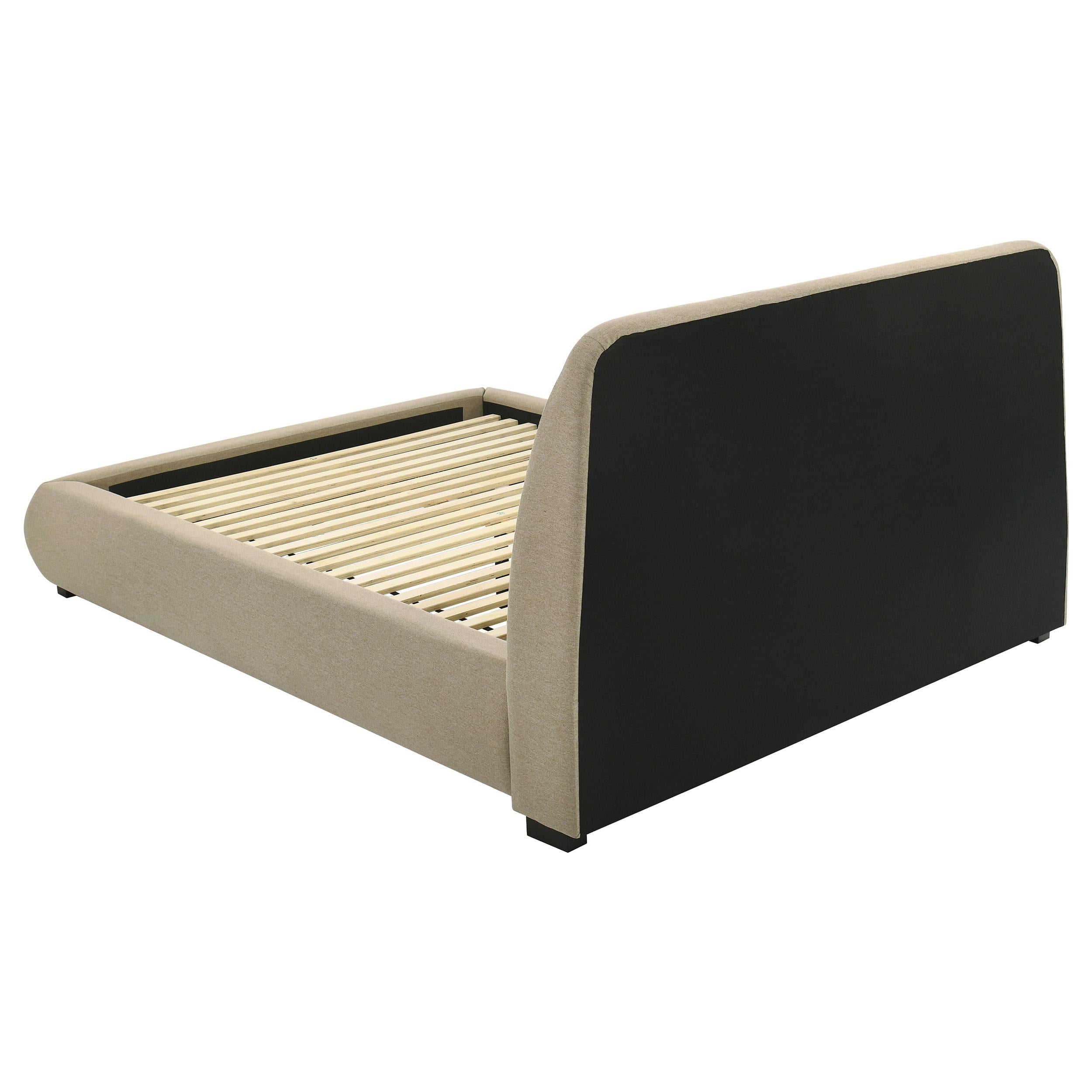  Coaster Furniture Mokena 310091Q 46-inch Upholstered Queen Platform Bed - Brown IMAGE 2