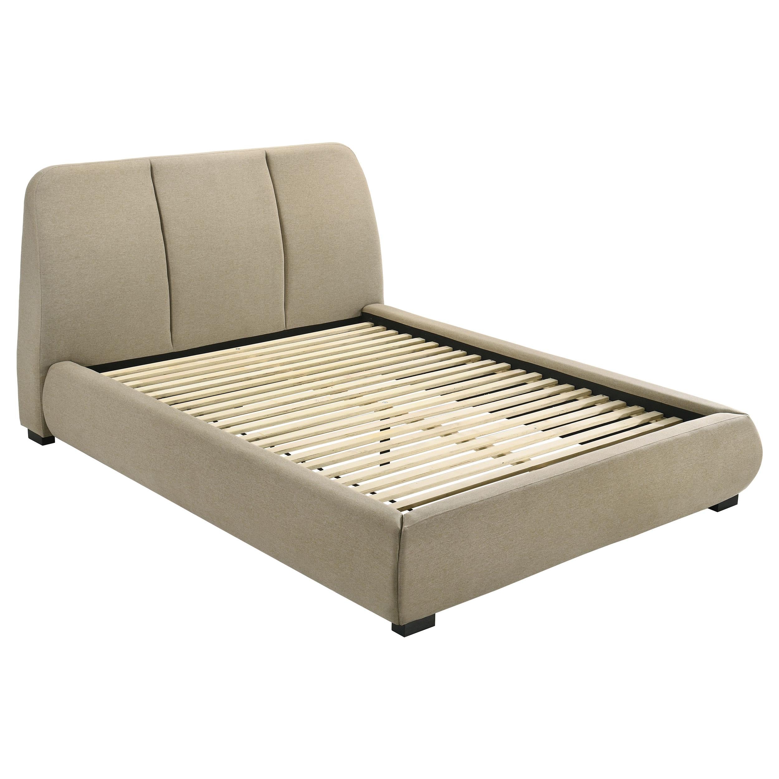  Coaster Furniture Mokena 310091Q 46-inch Upholstered Queen Platform Bed - Brown IMAGE 3