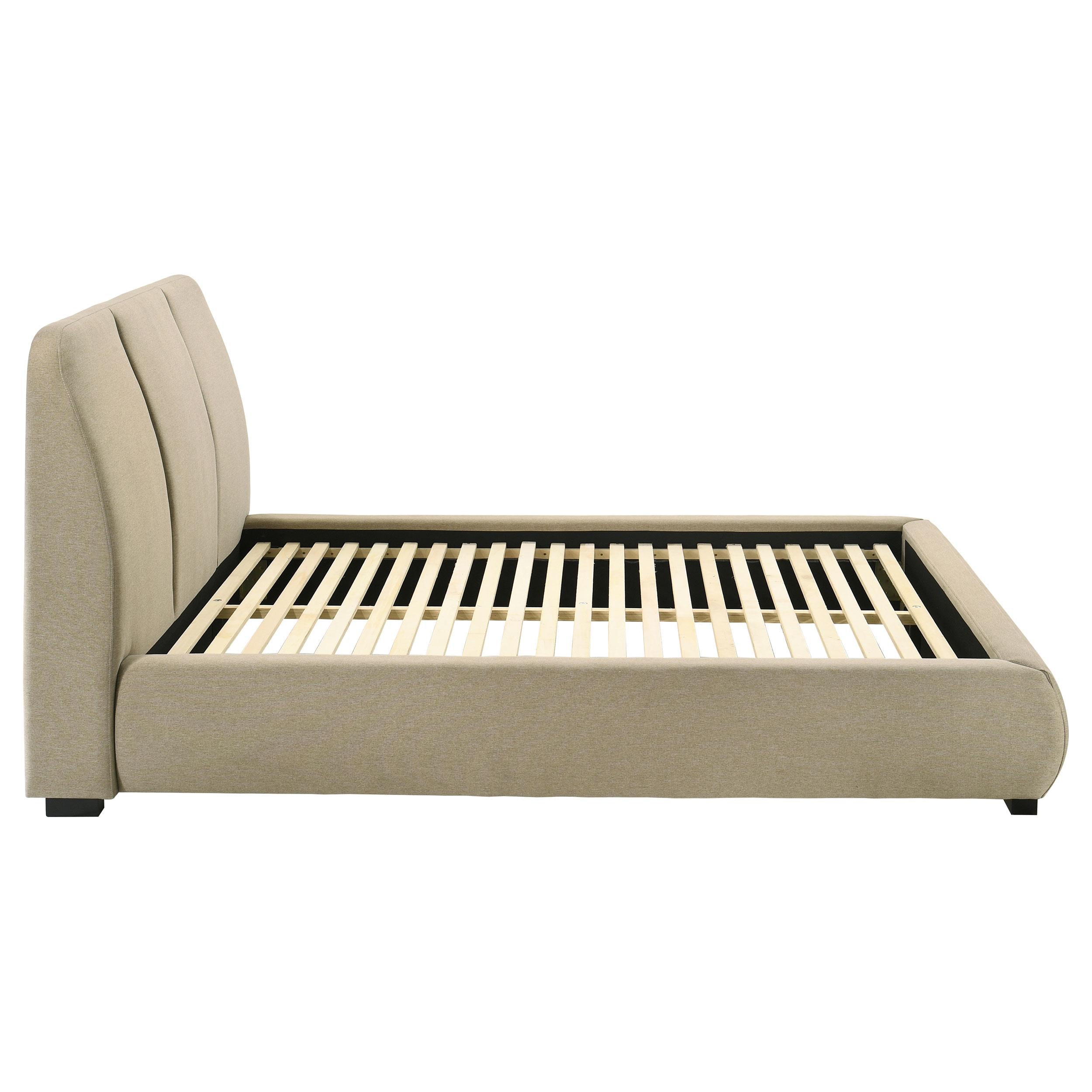  Coaster Furniture Mokena 310091Q 46-inch Upholstered Queen Platform Bed - Brown IMAGE 4
