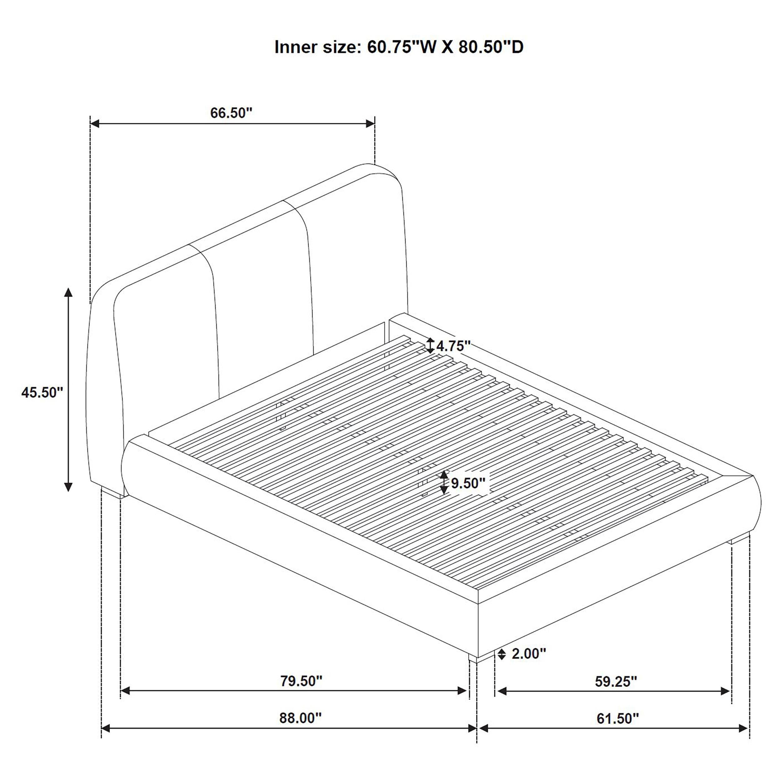  Coaster Furniture Mokena 310091Q 46-inch Upholstered Queen Platform Bed - Brown IMAGE 8