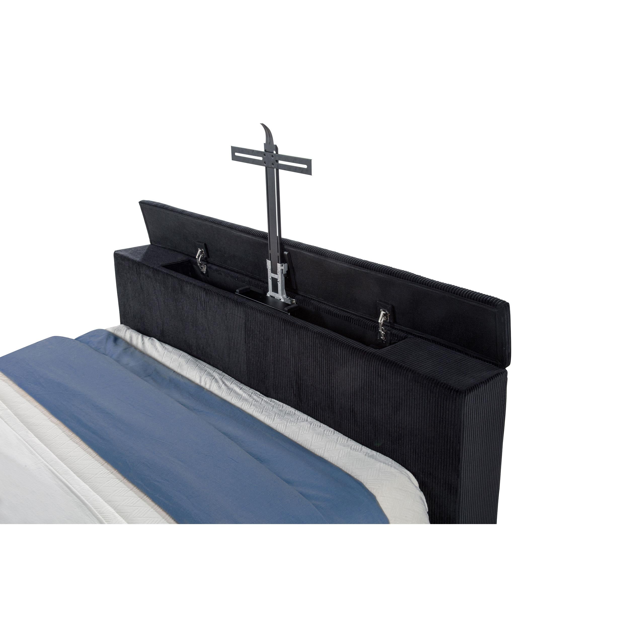  Coaster Furniture Tisdall 315868BLKKE Eastern King Flame Visualizer Wingback TV Bed - Black IMAGE 3