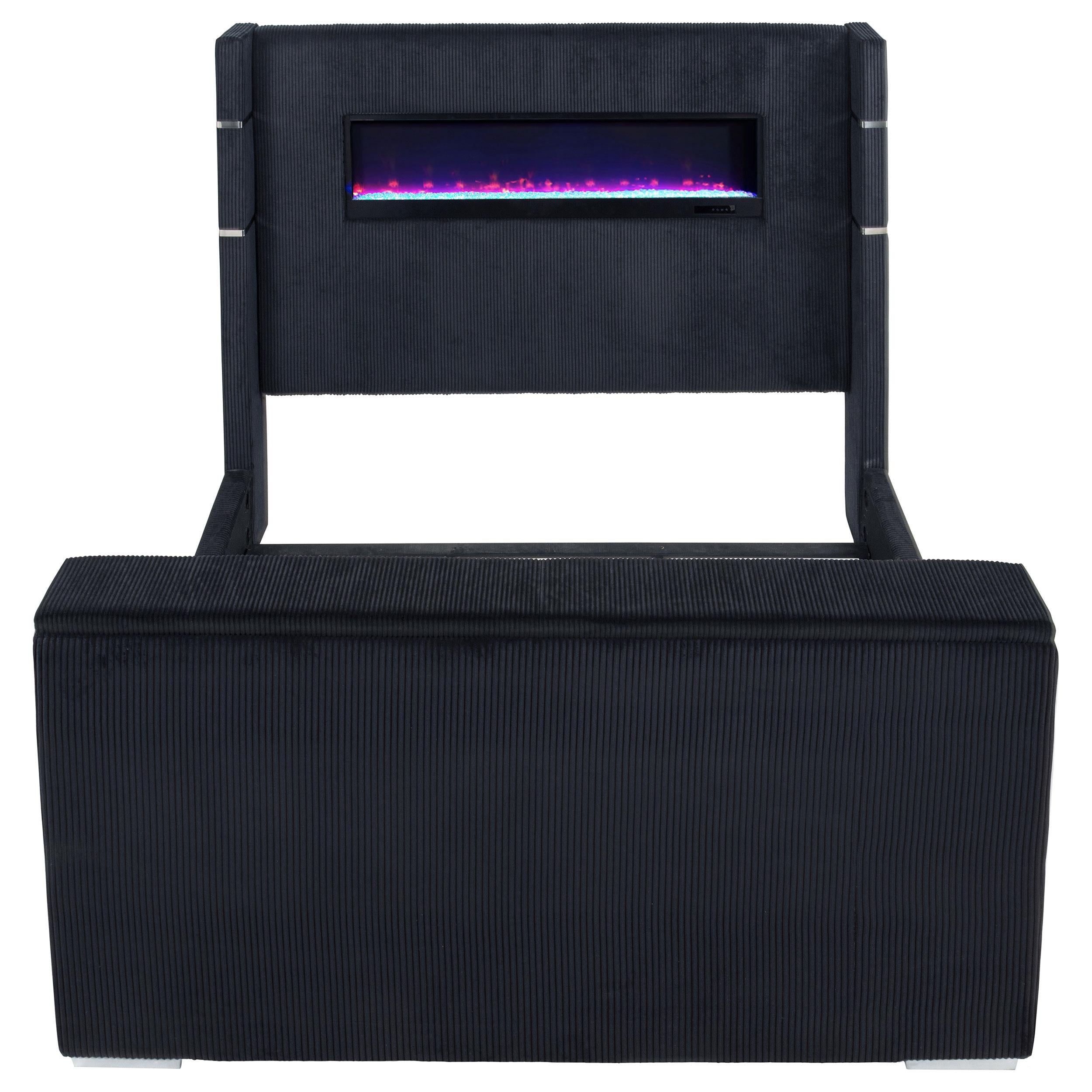  Coaster Furniture Tisdall 315868BLKKE Eastern King Flame Visualizer Wingback TV Bed - Black IMAGE 4